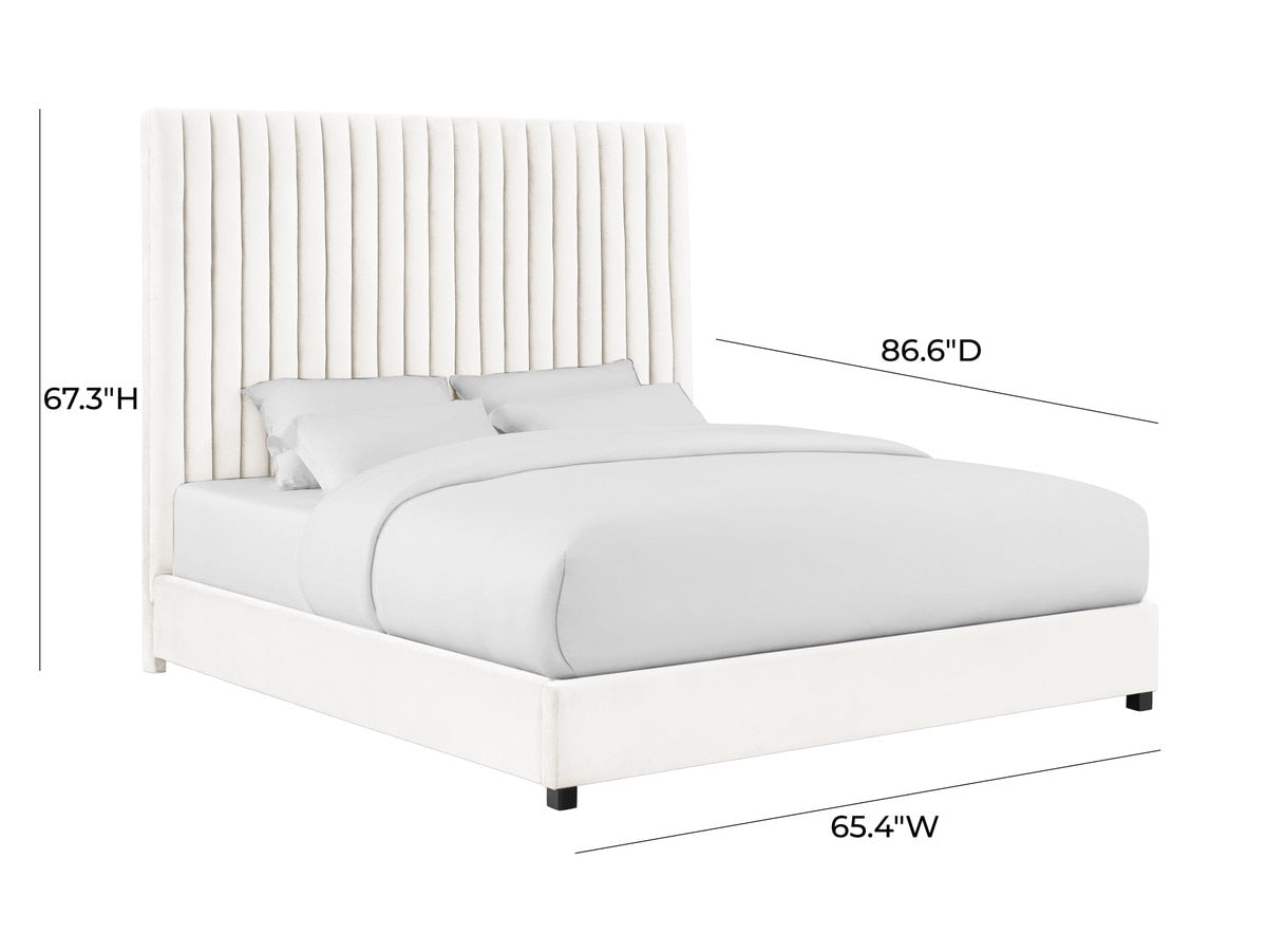 Arabelle White Velvet Bed