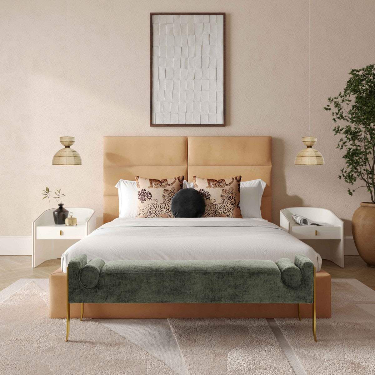 Eliana Honey Velvet  Bed