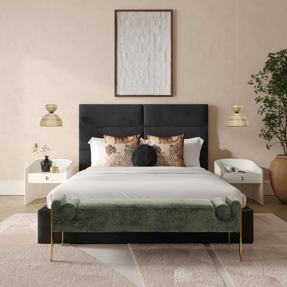 Eliana Black Velvet  Bed