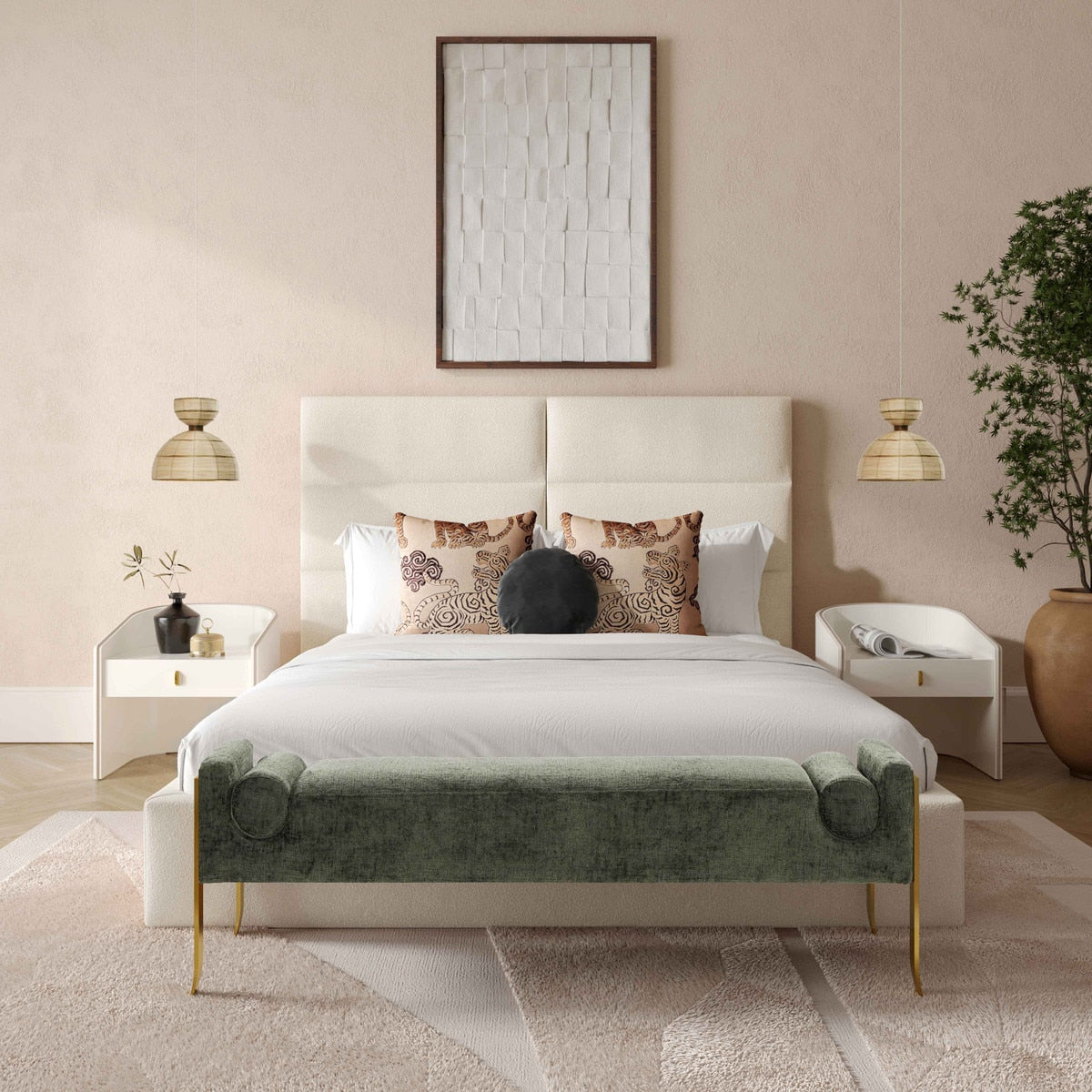 Eliana Cream Boucle Bed