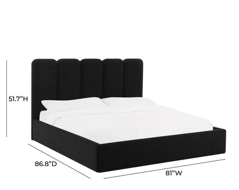 Palani Black Velvet Bed
