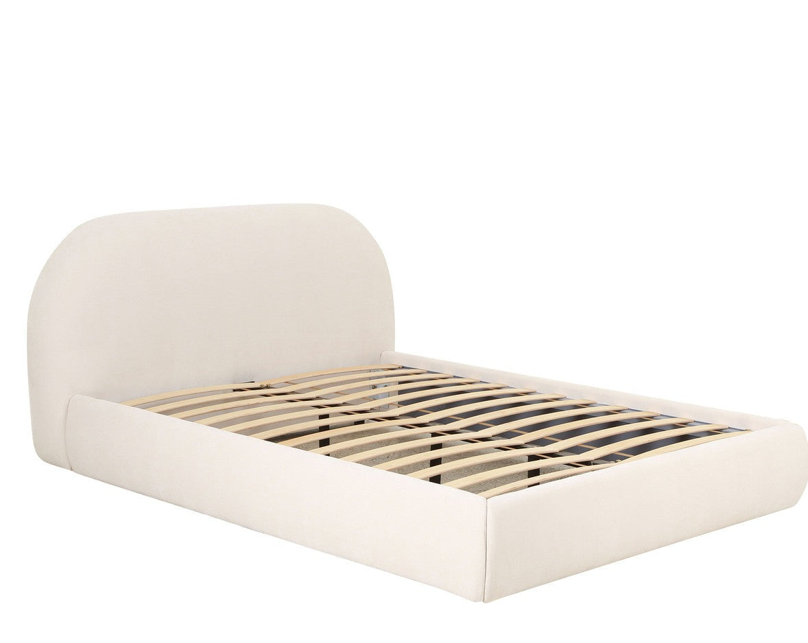 Bara Cream Textured Velvet  Bed