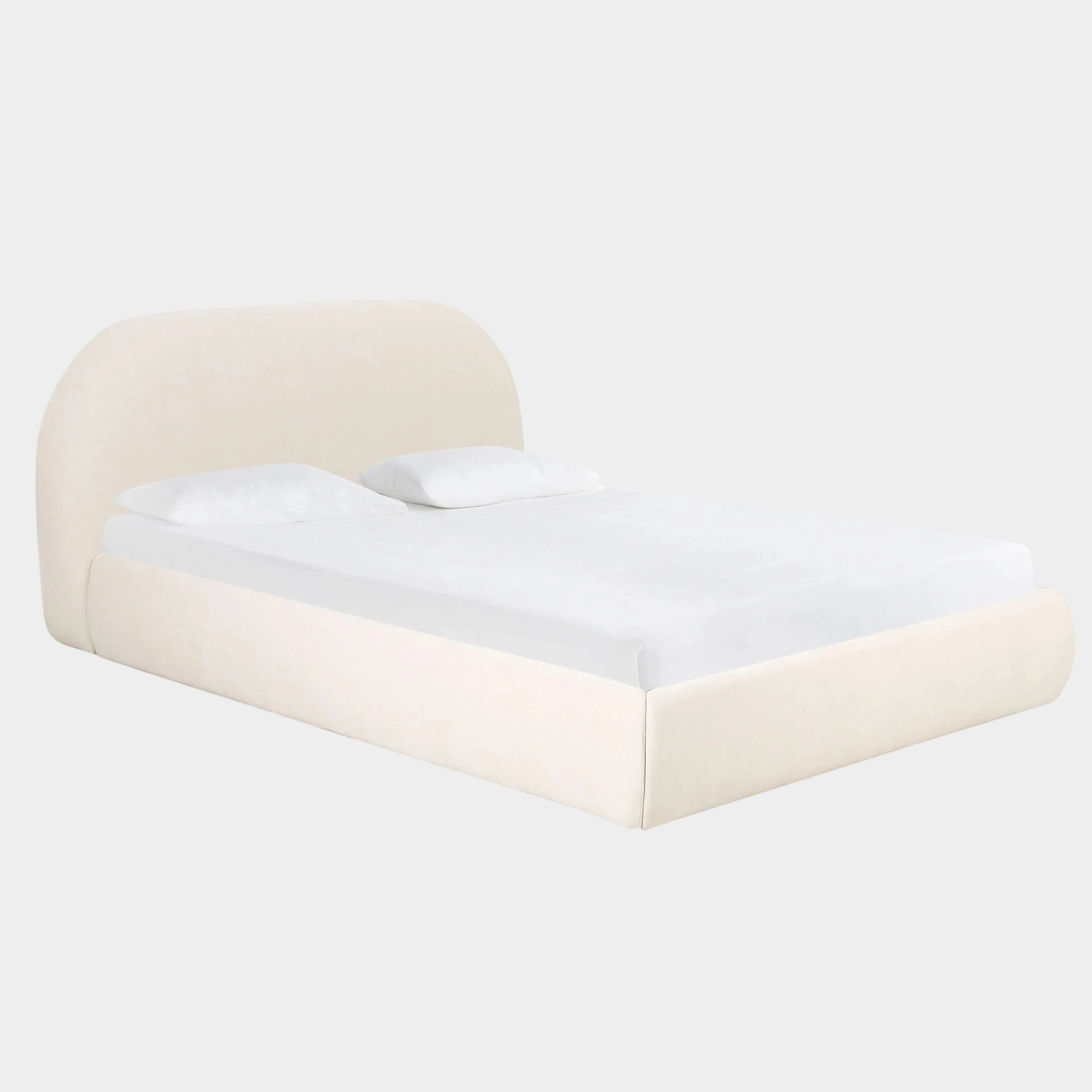 Bara Cream Textured Performance Velvet Bed