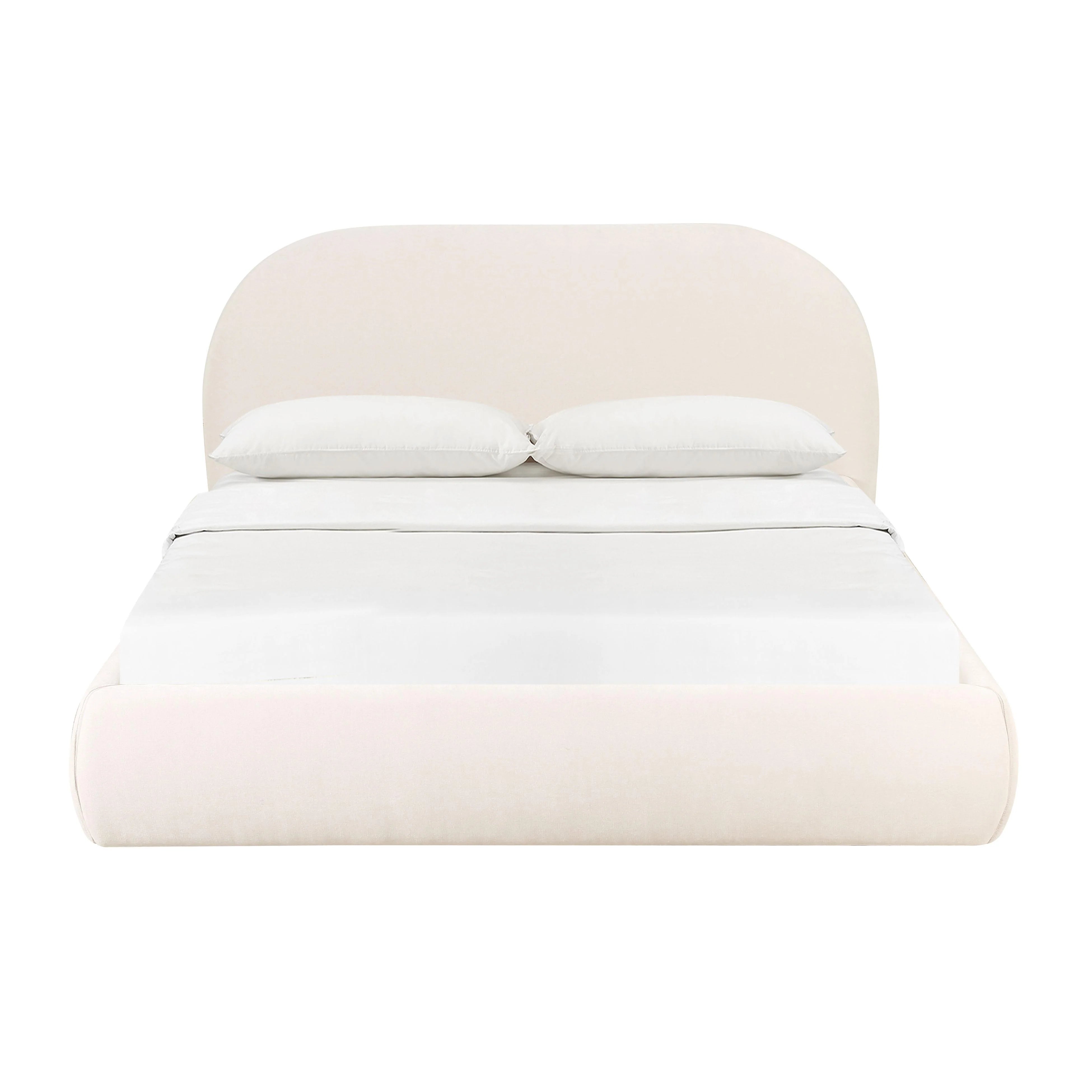 Bara Cream Textured Performance Velvet Bed