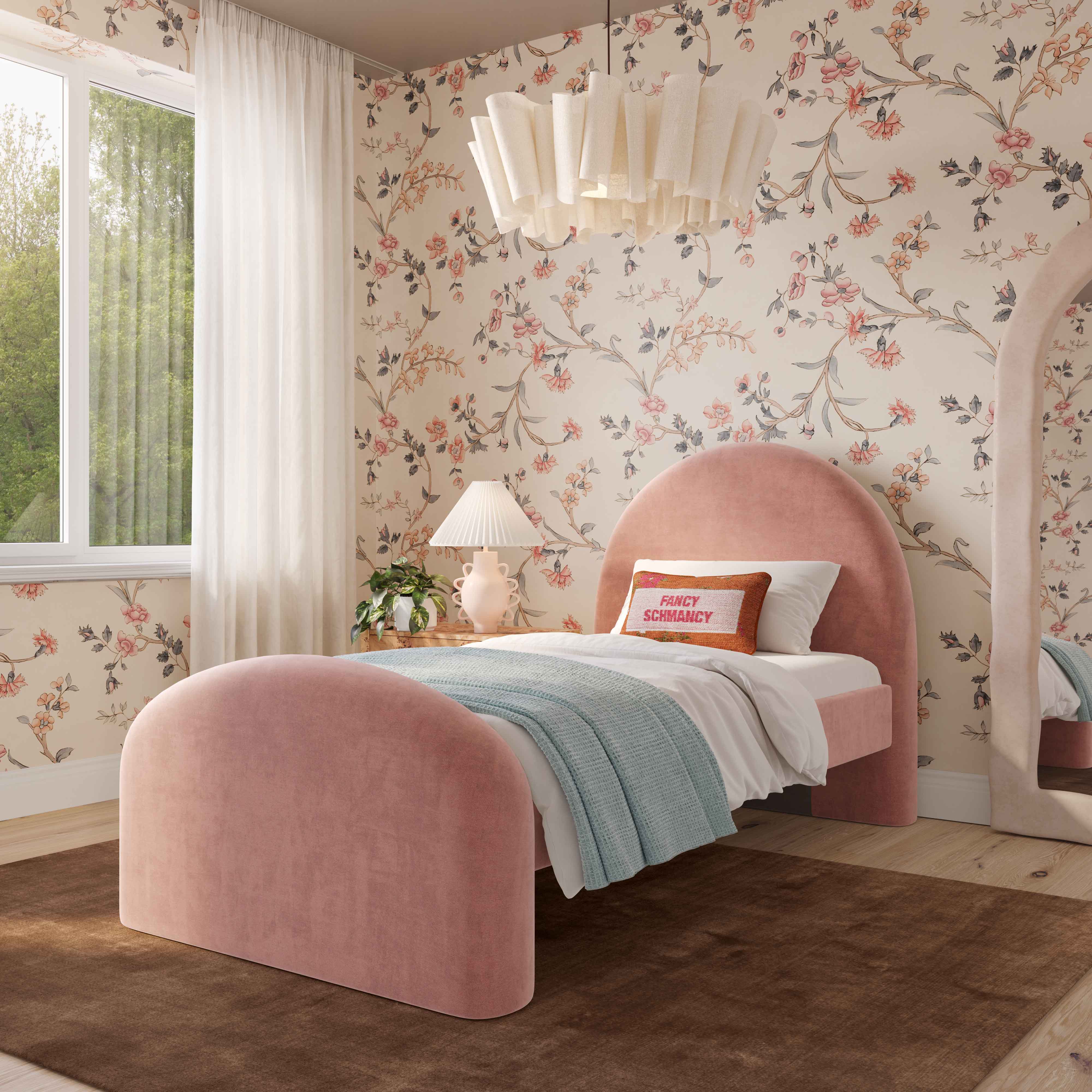 Moon Rose Upcycled Contract-Grade Chenille Twin Bed