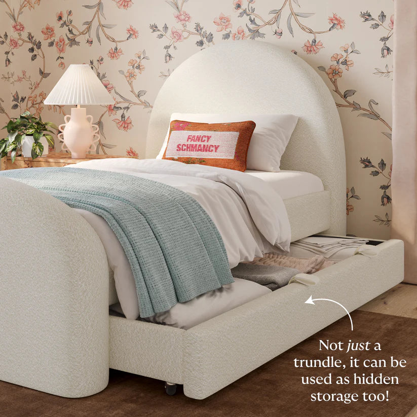 Moon Cream Boucle Twin Trundle Bed