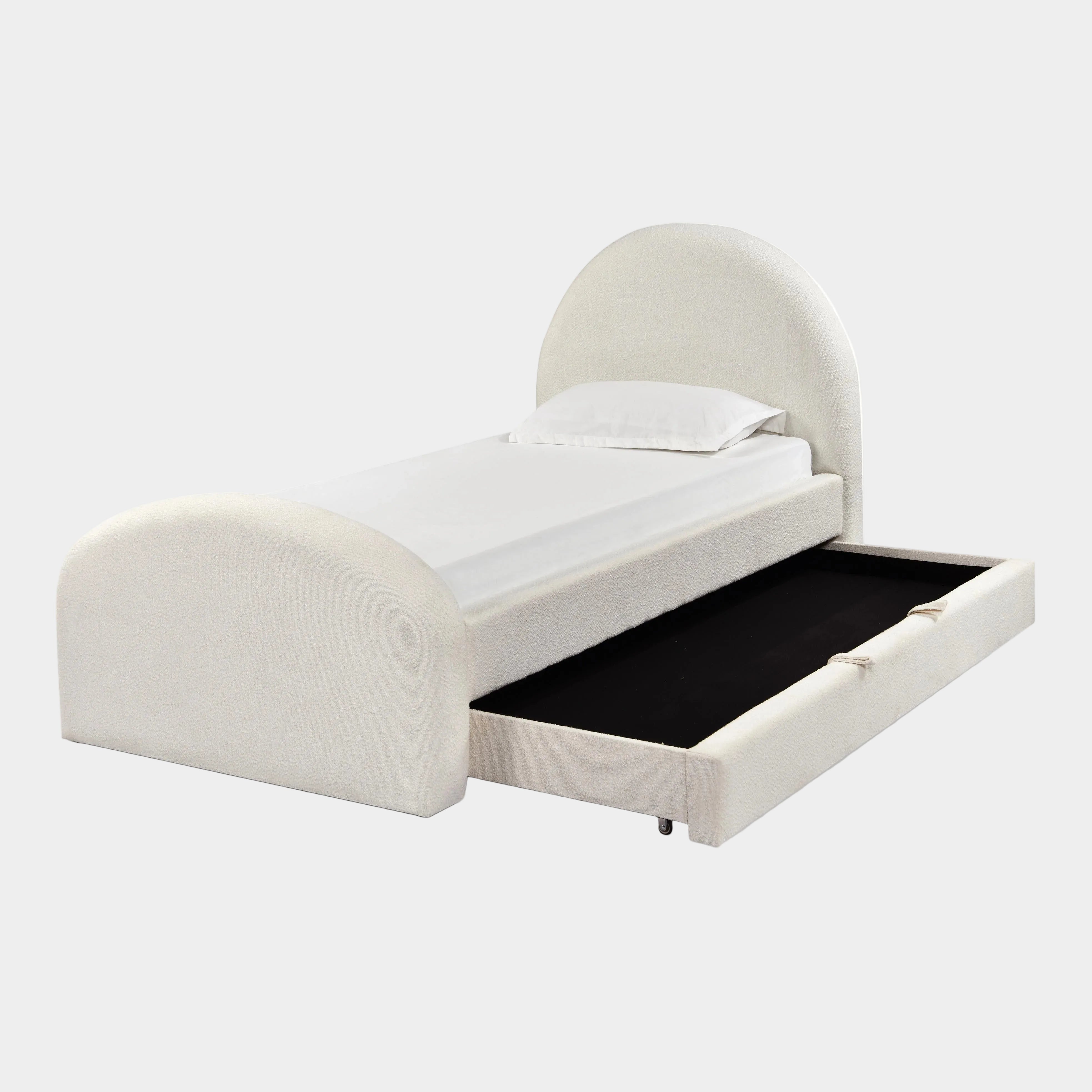 Moon Cream Performance Boucle Twin Trundle Bed