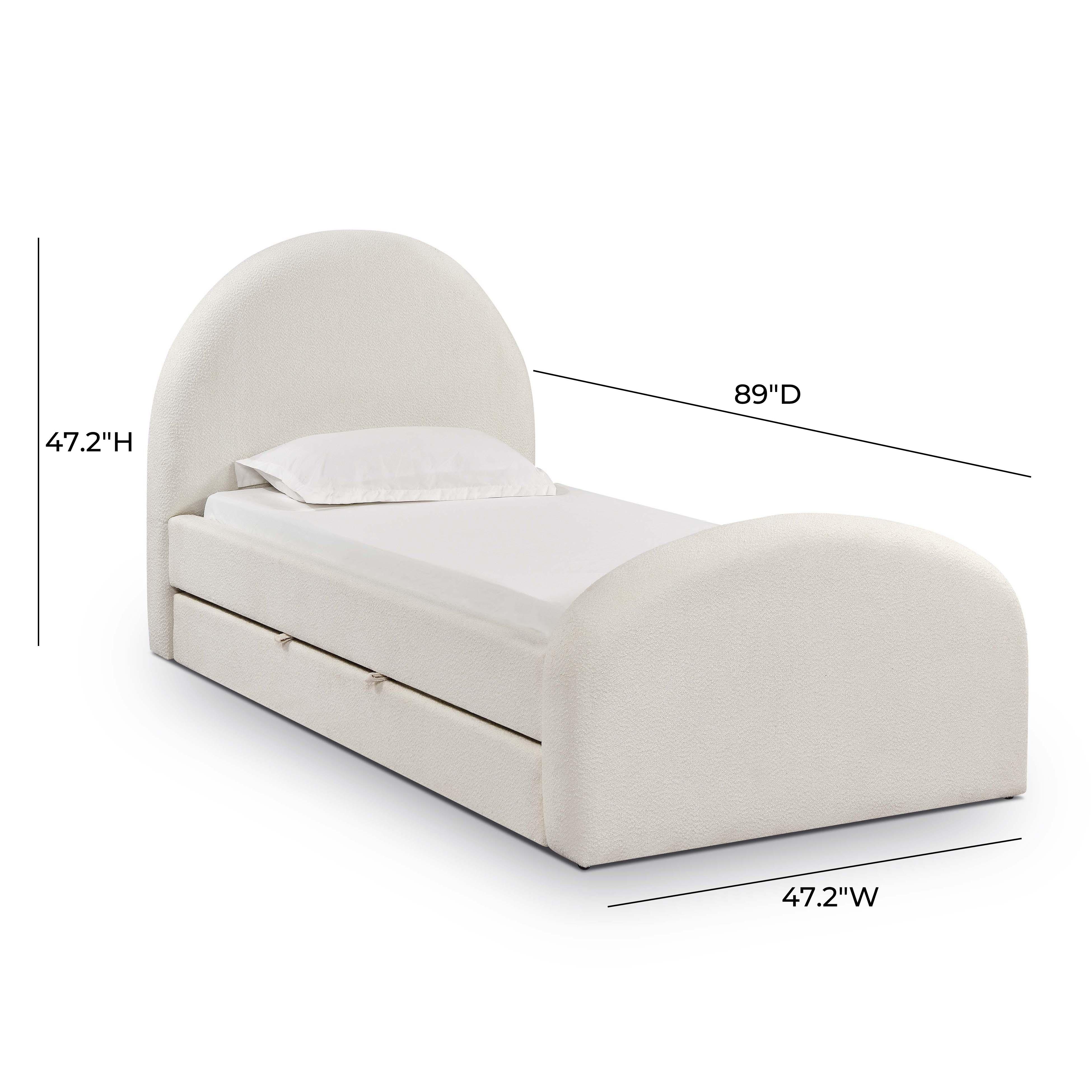 Moon Cream Performance Boucle Twin Trundle Bed
