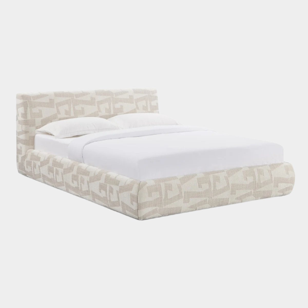 Lit Queen Size Isla à motif jacquard crème 