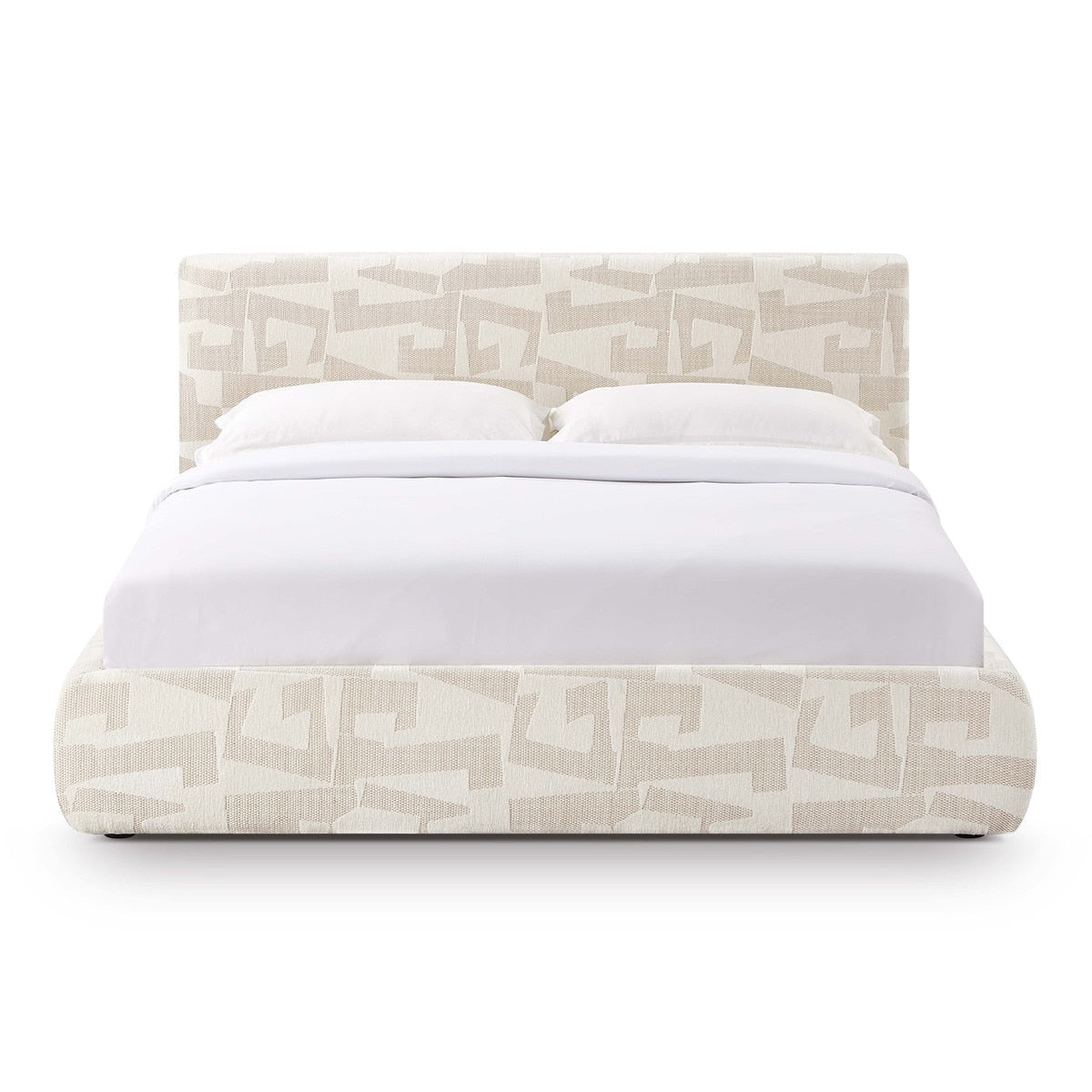 Lit Queen Size Isla à motif jacquard crème 