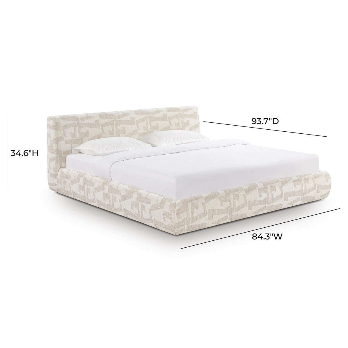 Lit king size Isla à motif jacquard crème 