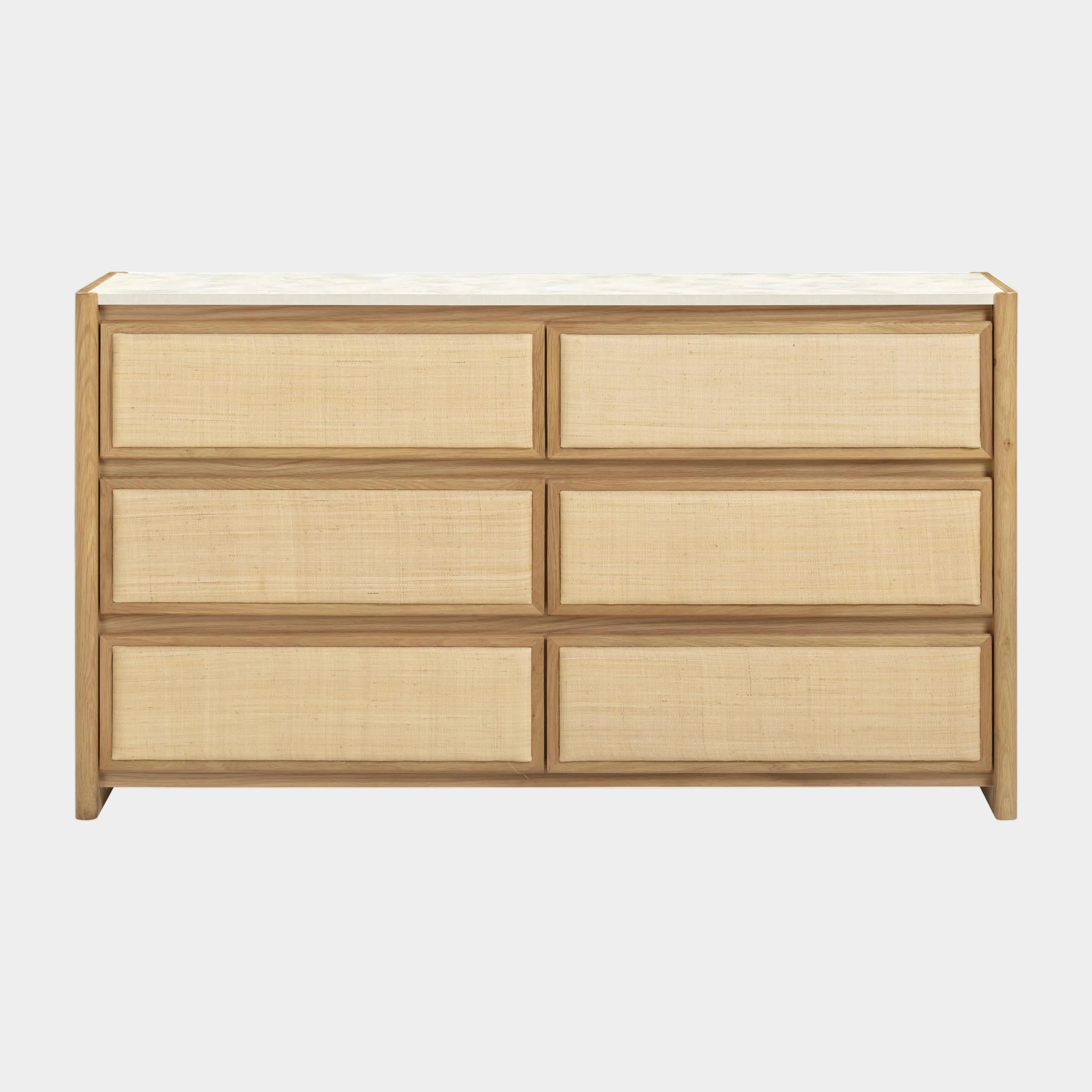 Paige 56" Natural Oak 6-Drawer Dresser