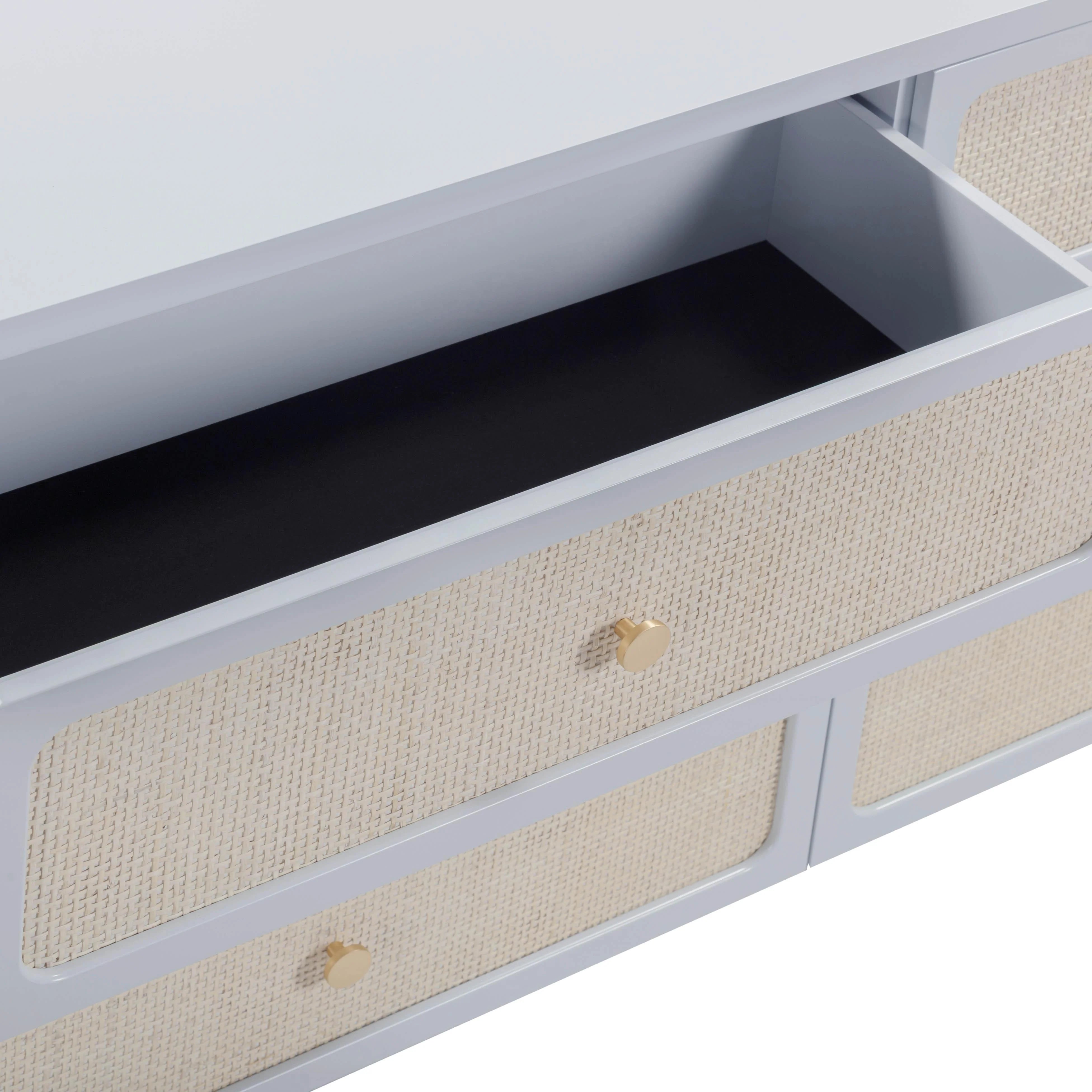 Commode à 6 tiroirs en rotin blanc Patty 