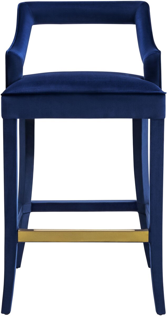 Tiffany Navy Velvet Counter Stool