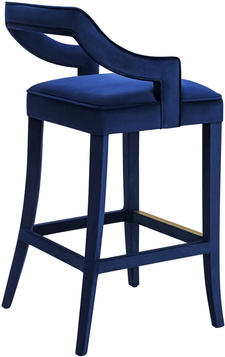 Tiffany Navy Velvet Counter Stool