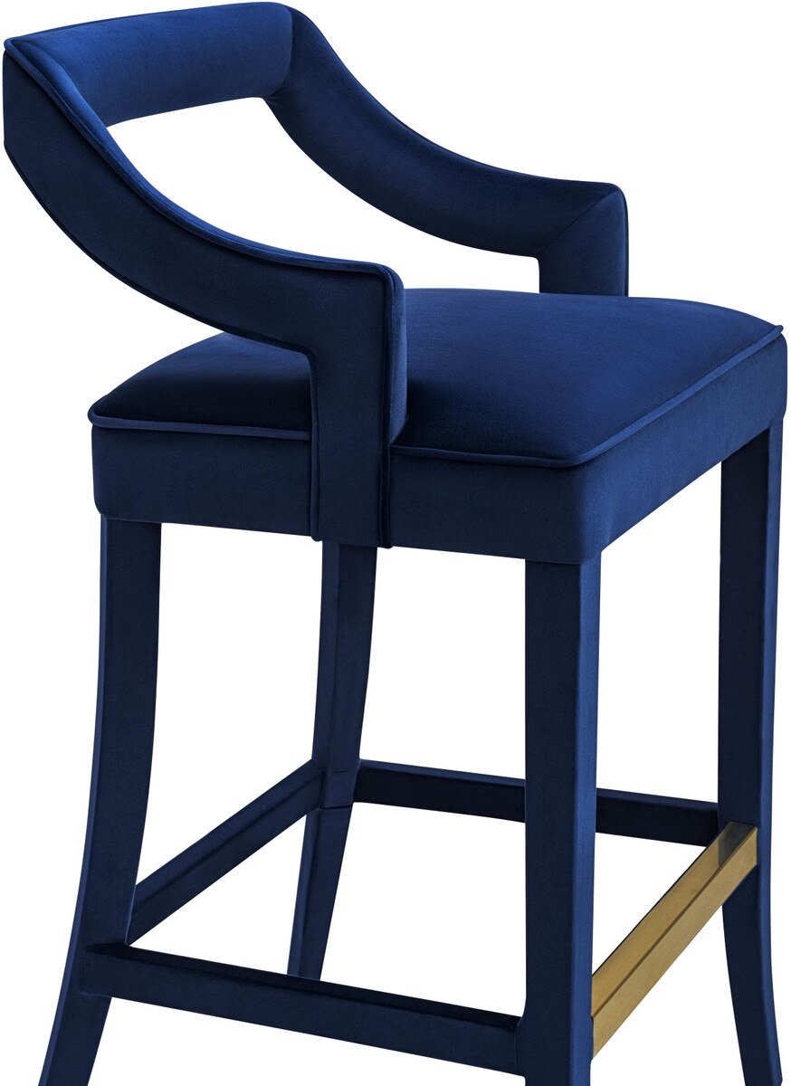 Tiffany Navy Velvet Counter Stool