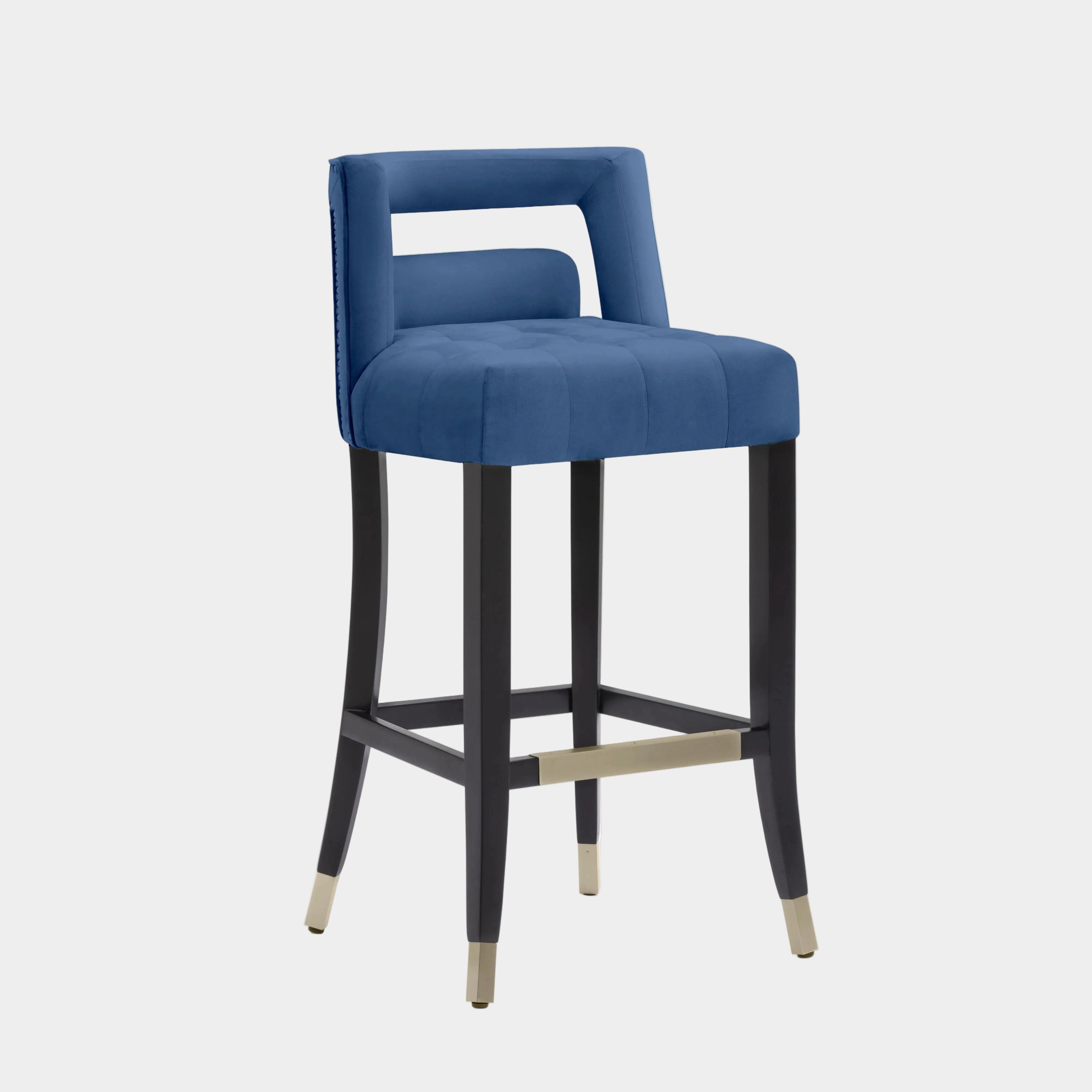 Tabouret de bar en velours bleu marine Hart