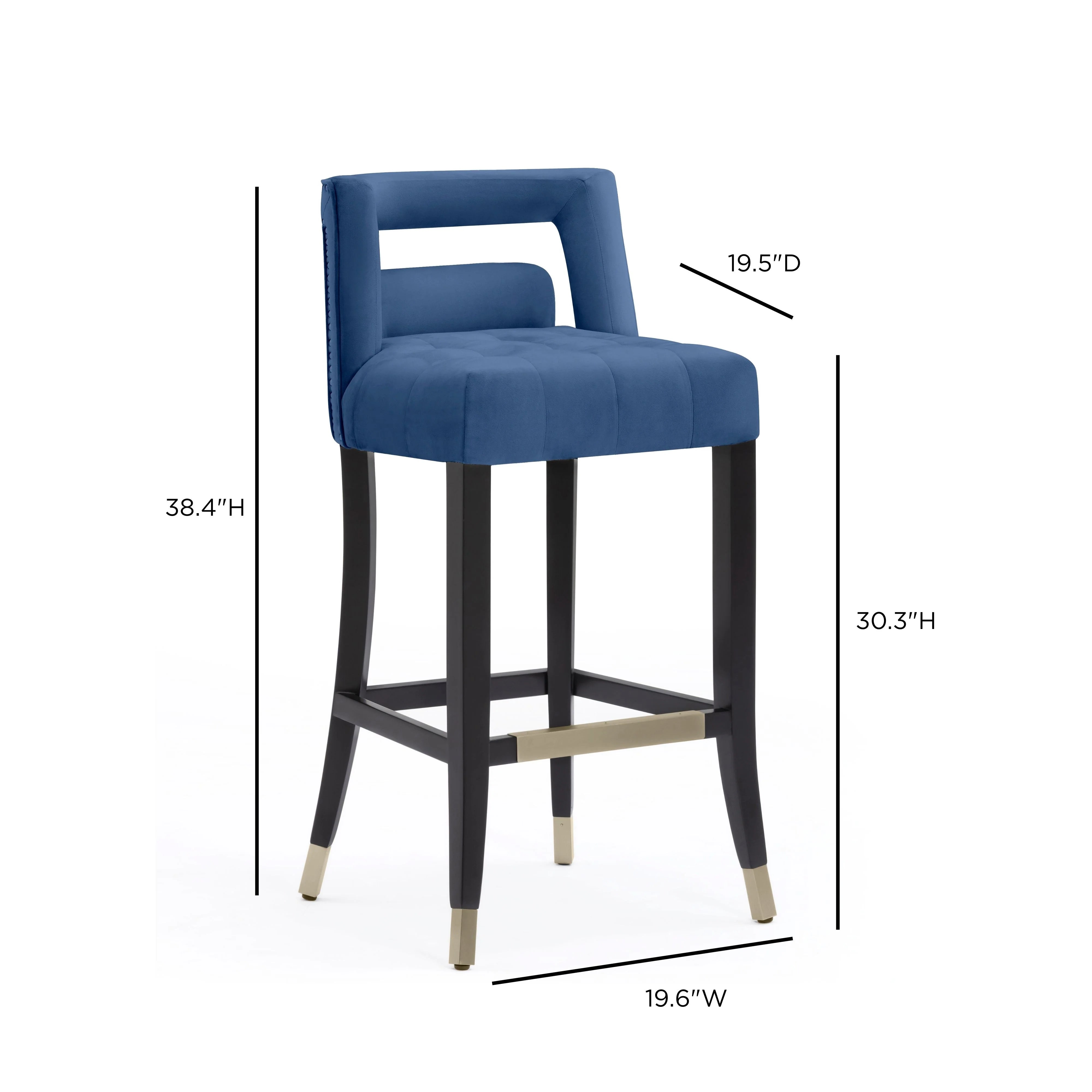 Tabouret de bar en velours bleu marine Hart
