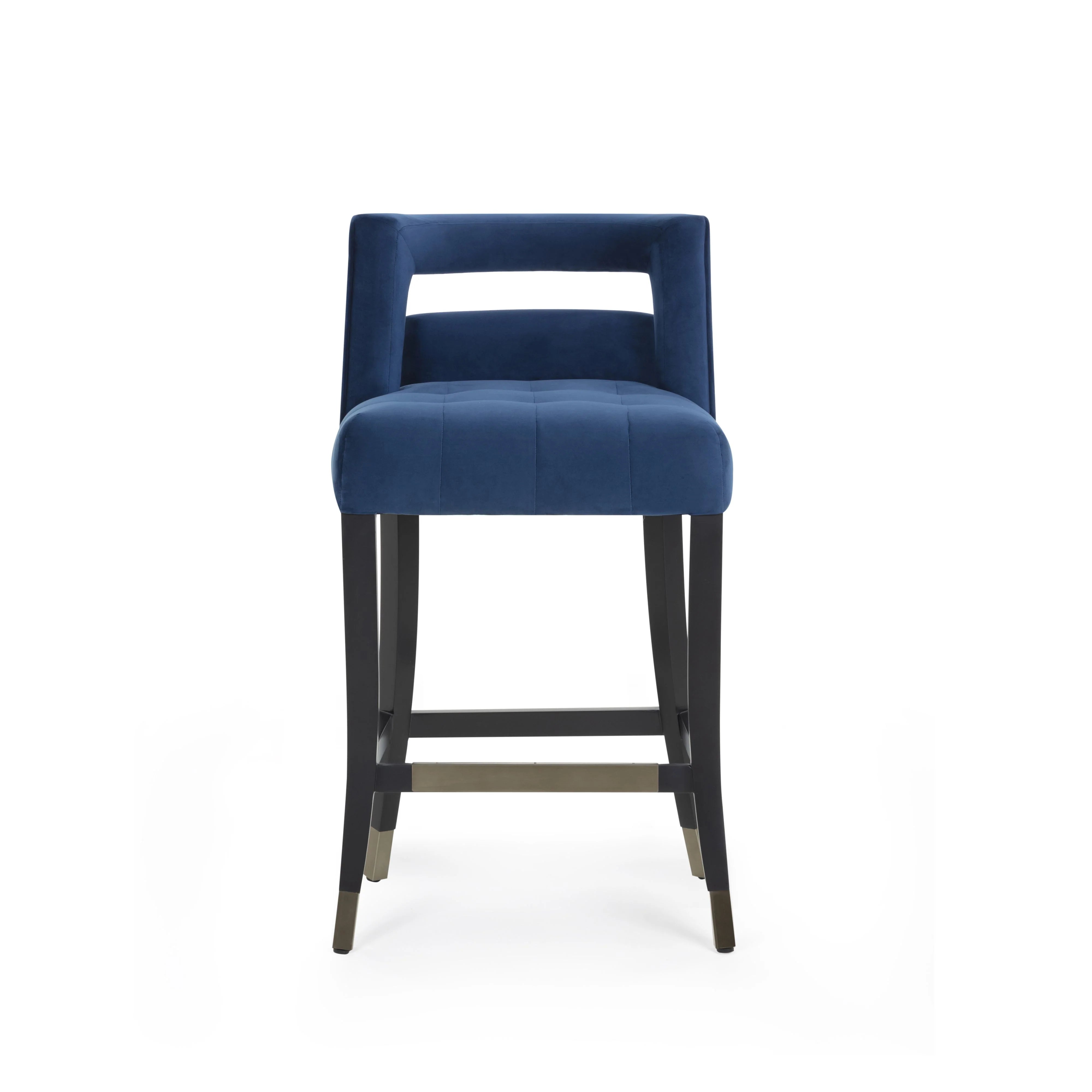 Tabouret de bar en velours bleu marine Hart