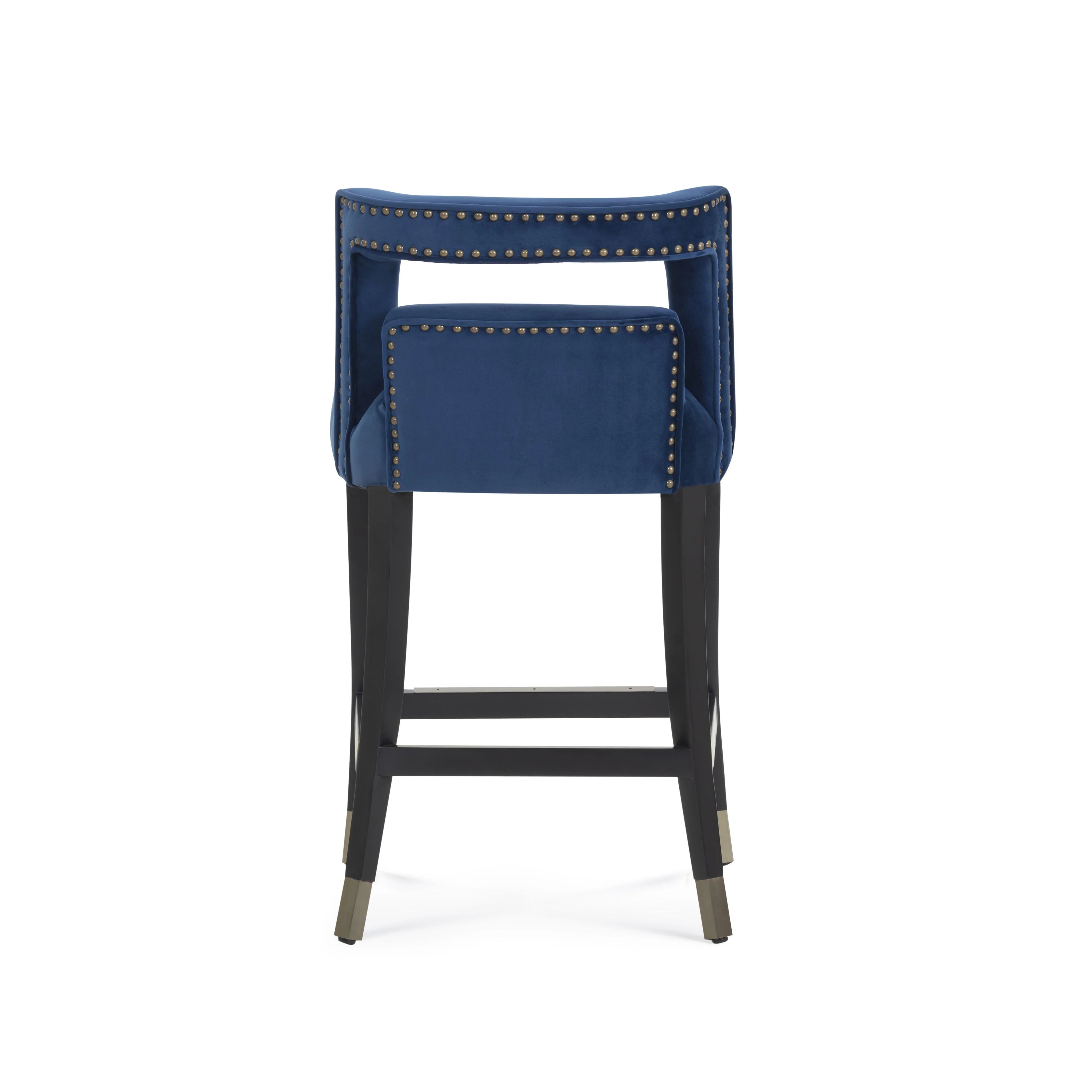 Tabouret de bar en velours bleu marine Hart