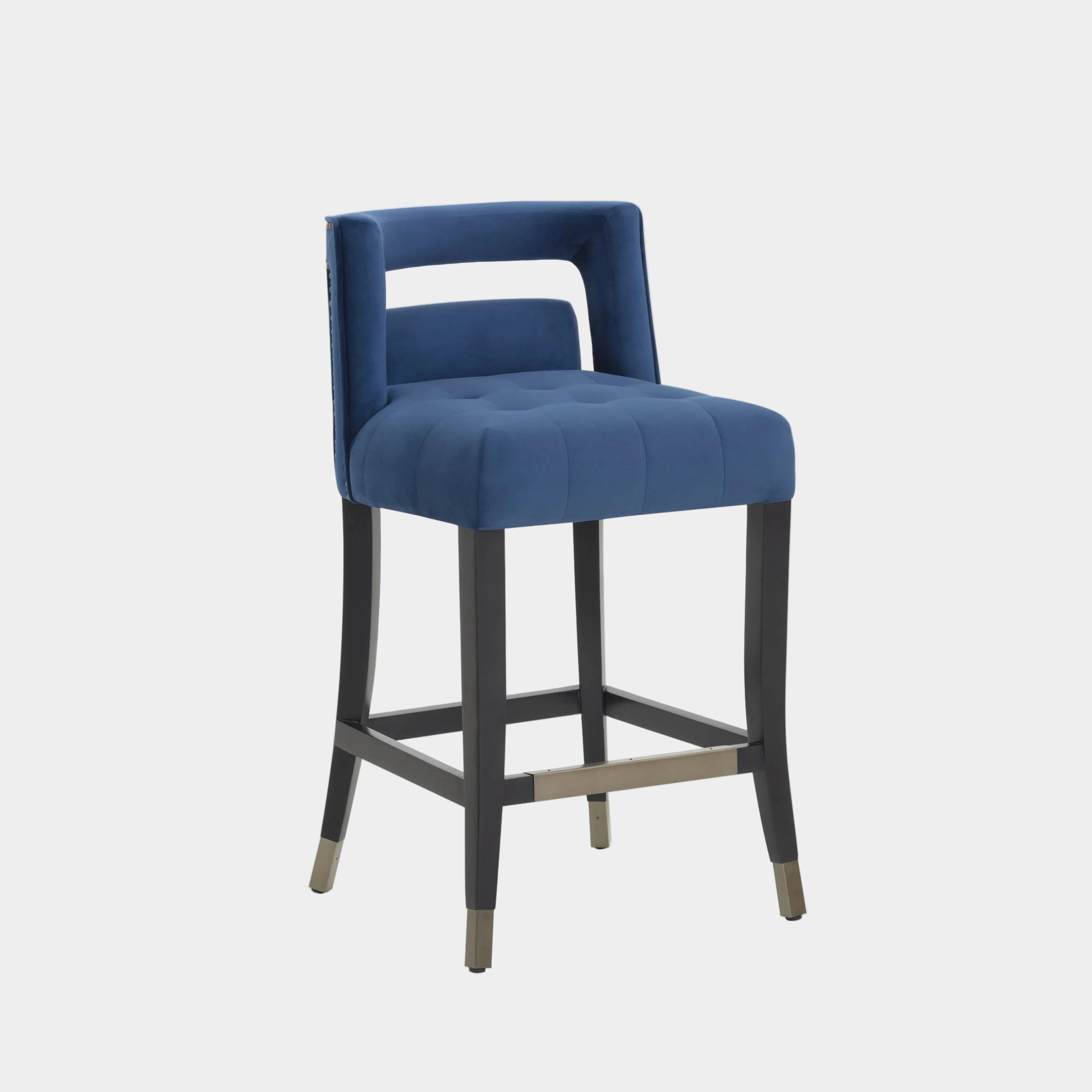 Tabouret de bar en velours bleu marine Hart