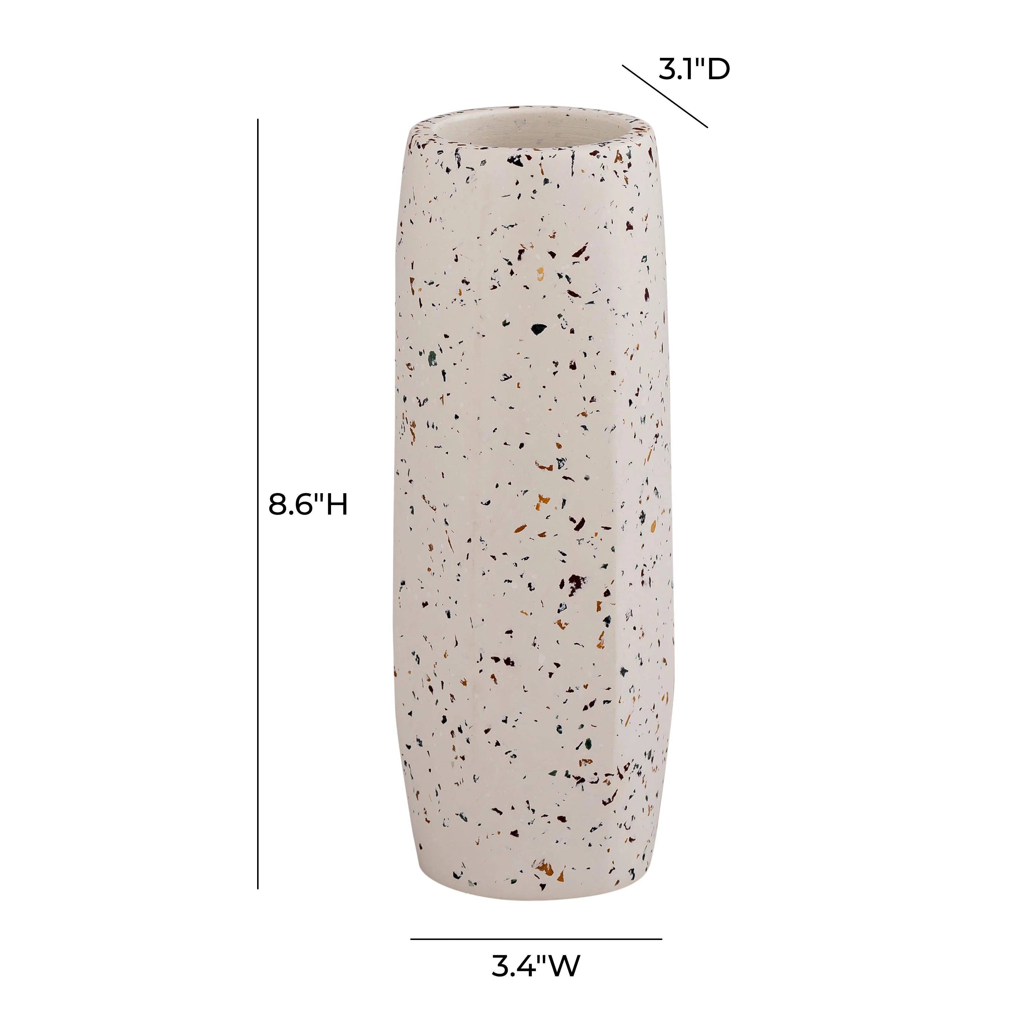 Vase blanc en terrazzo - Petit et fin