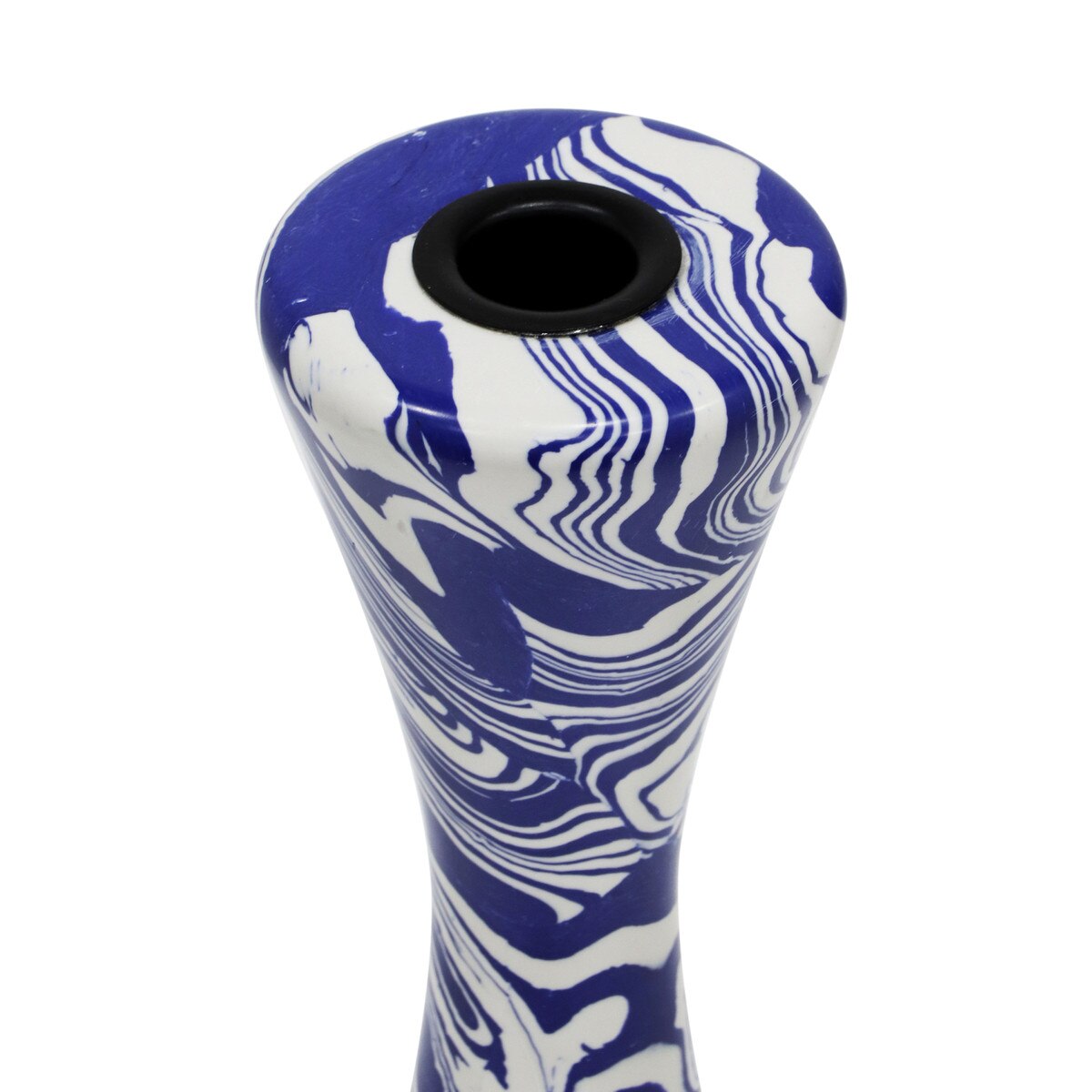 Serene Blue & White Swirl Resin Large Candlestick