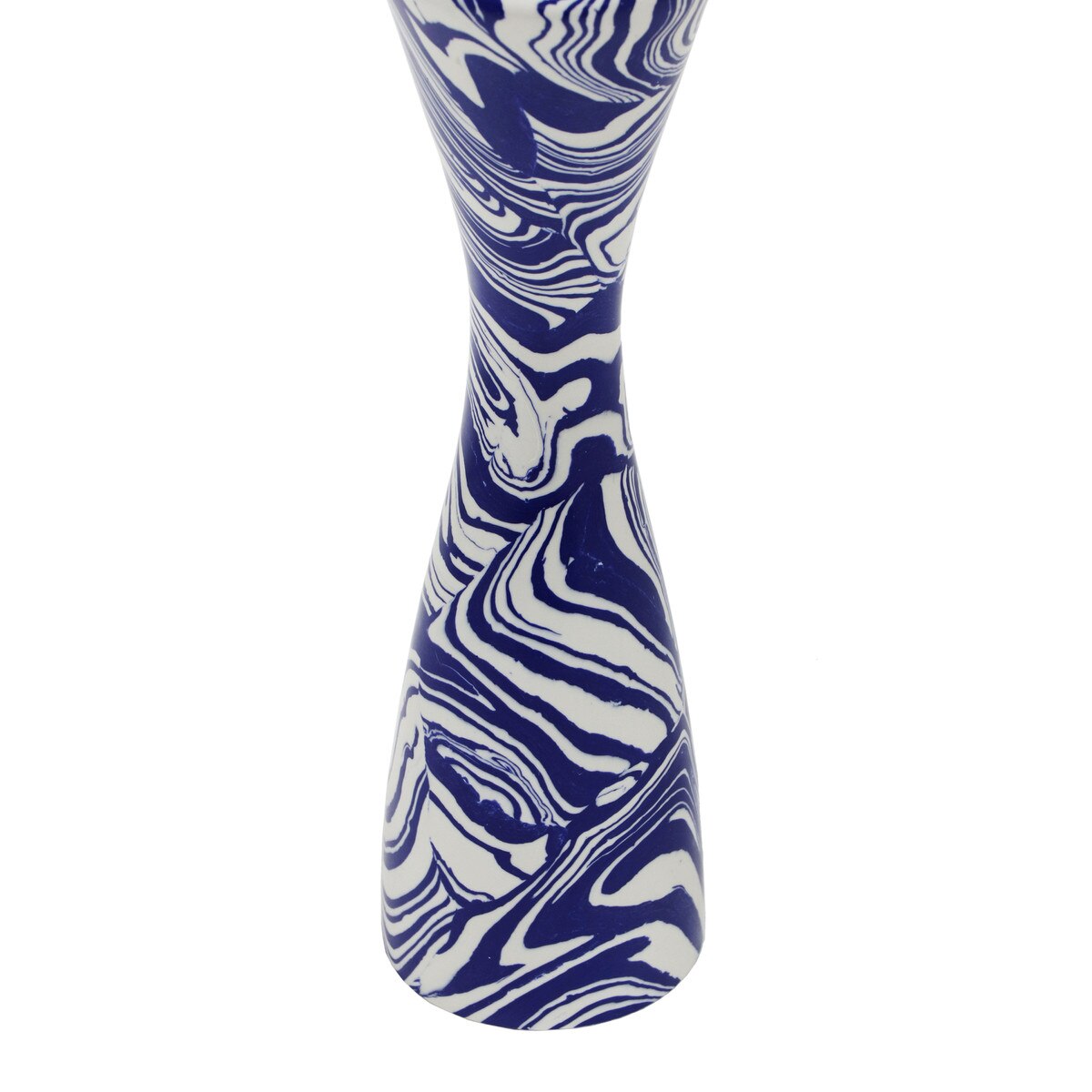 Serene Blue & White Swirl Resin Large Candlestick