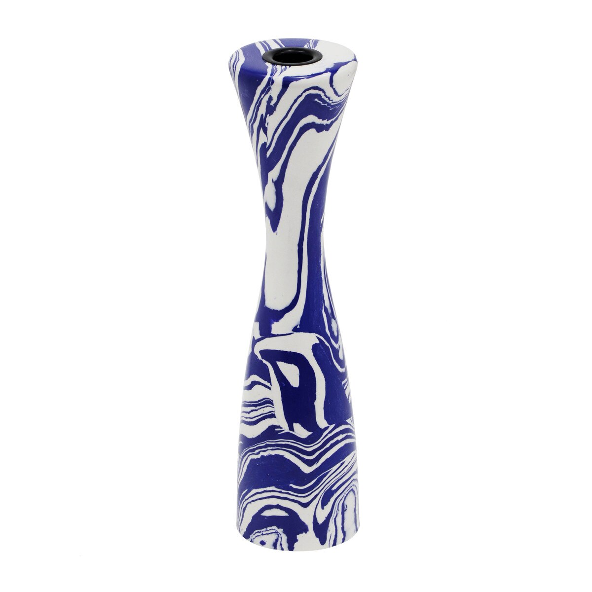 Serene Blue & White Swirl Resin Medium Candlestick