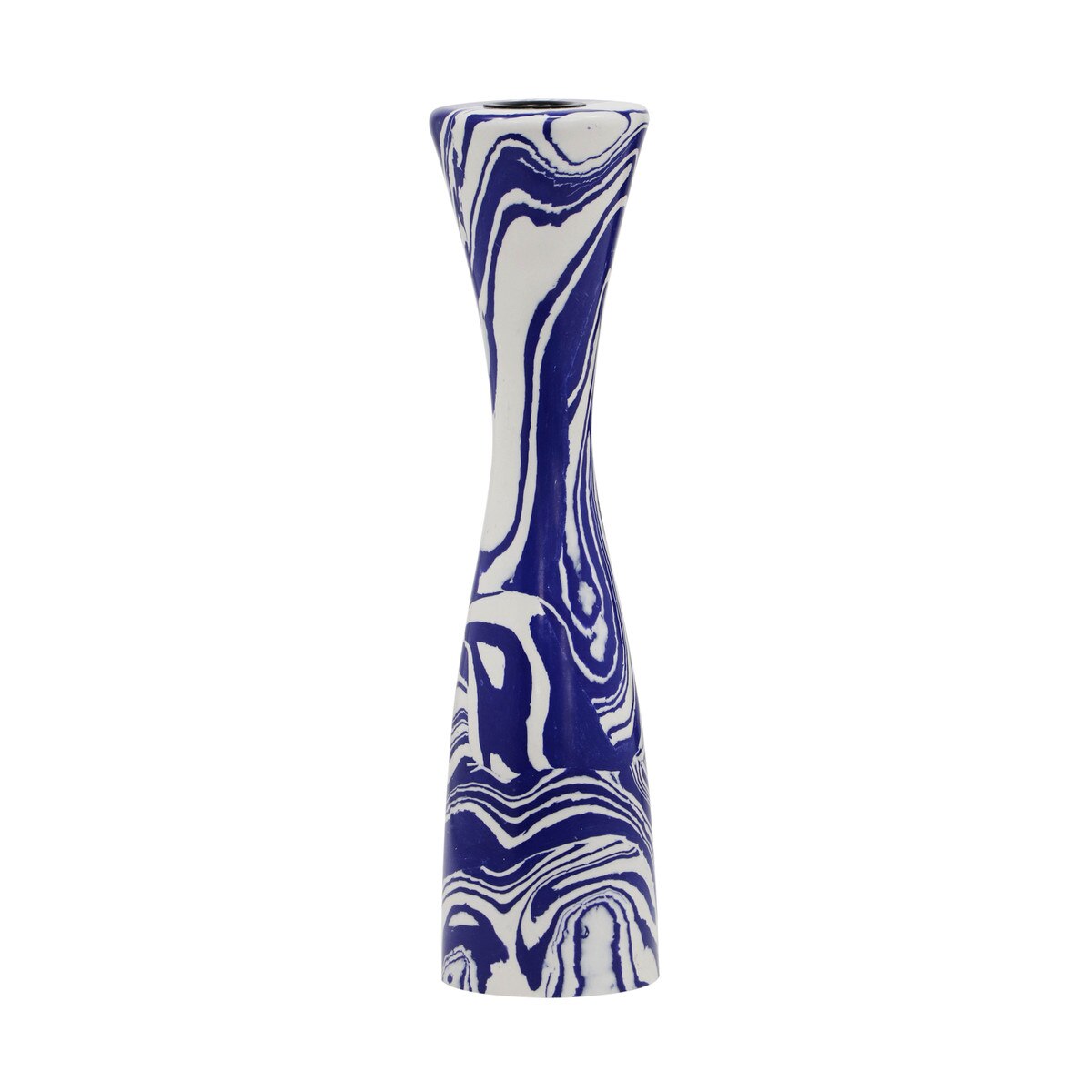 Serene Blue & White Swirl Resin Medium Candlestick