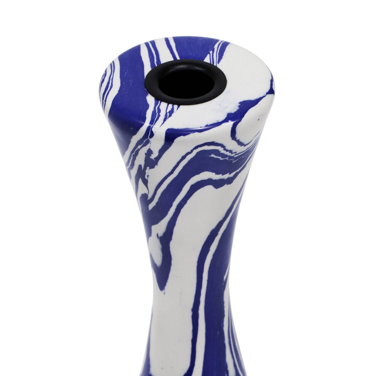 Serene Blue & White Swirl Resin Medium Candlestick