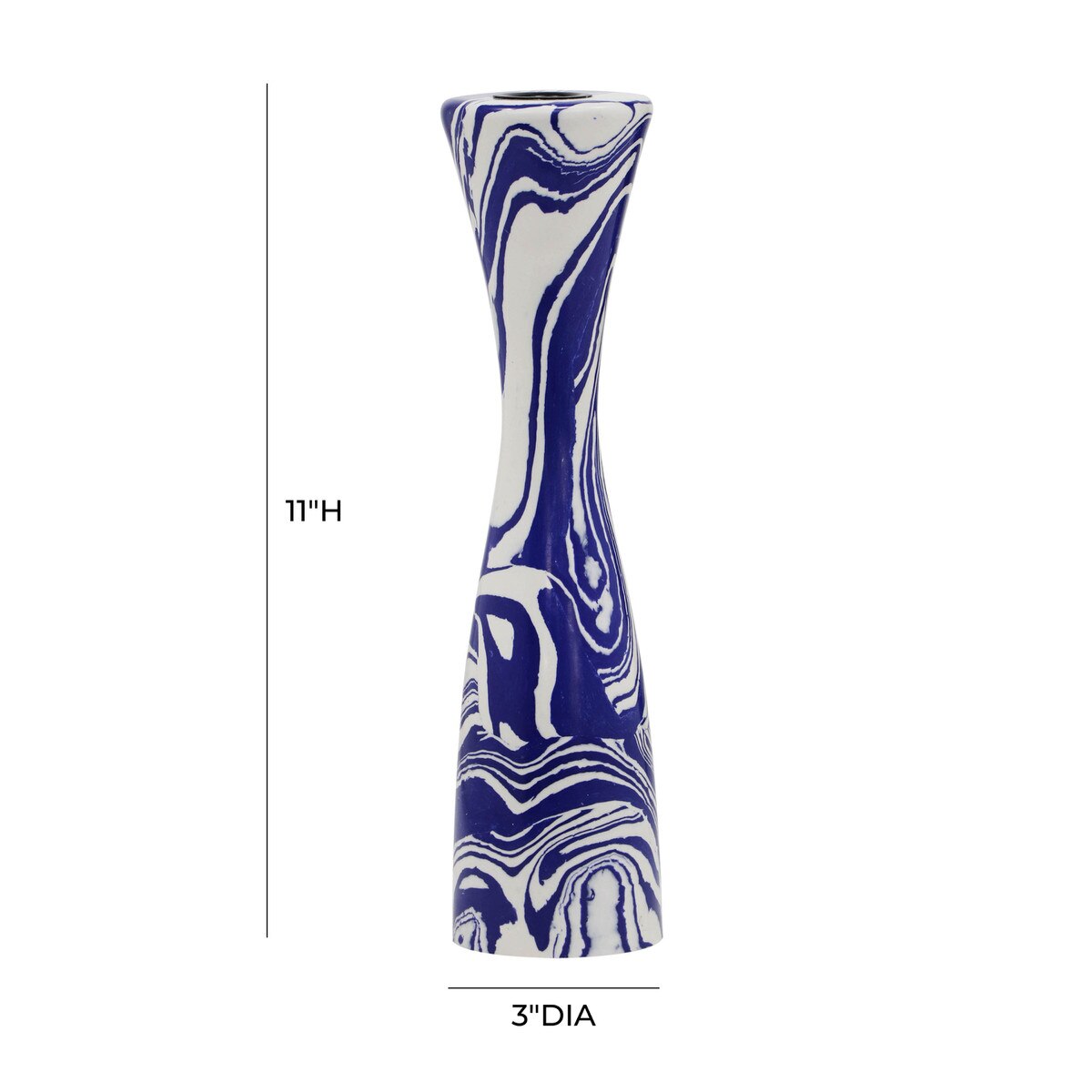 Serene Blue & White Swirl Resin Medium Candlestick