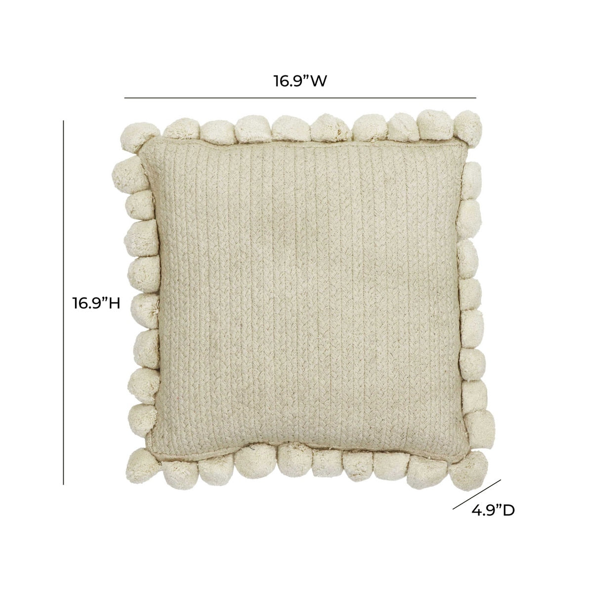 Adelyn Natural 17" Square Accent Pillow