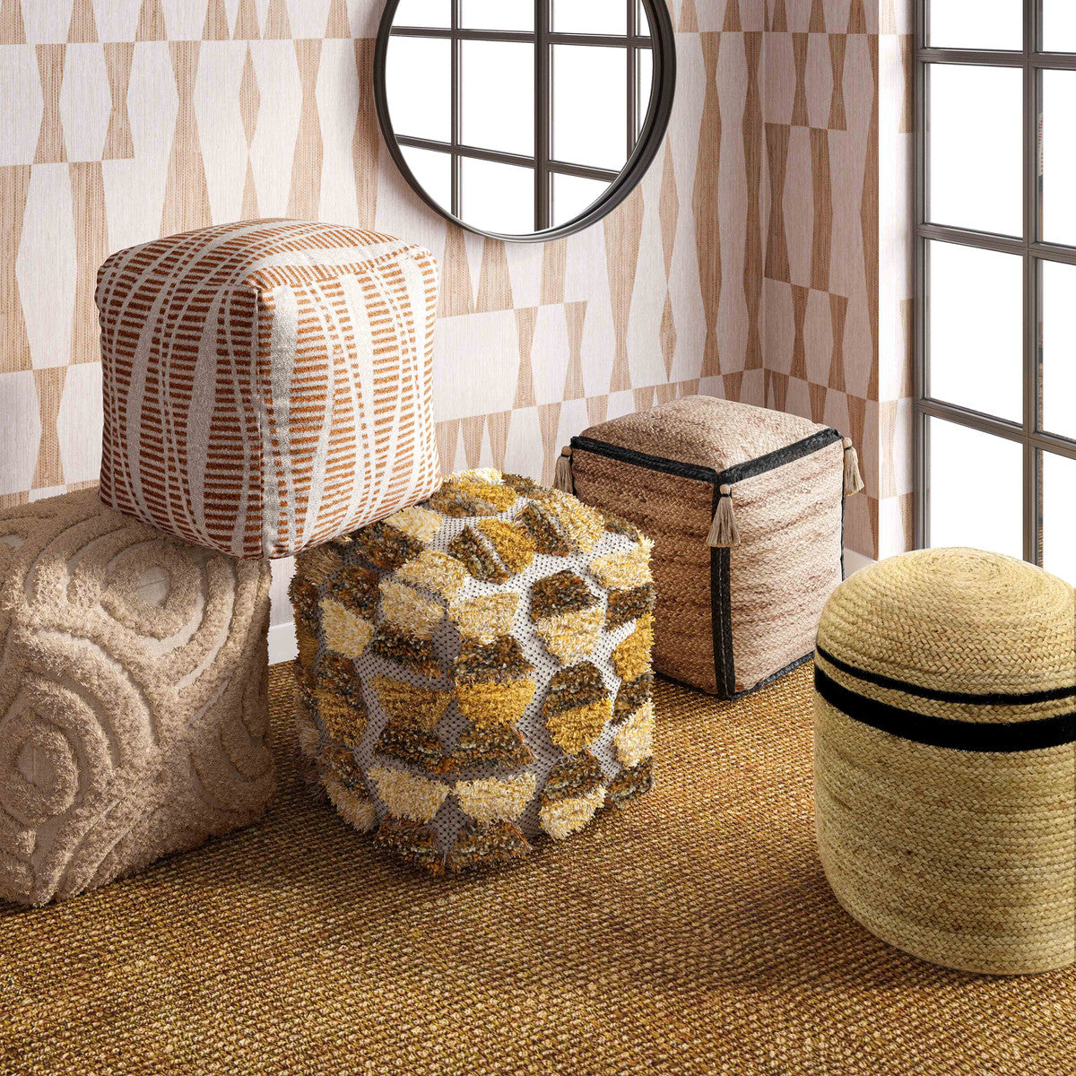 Ember Woven Pouf