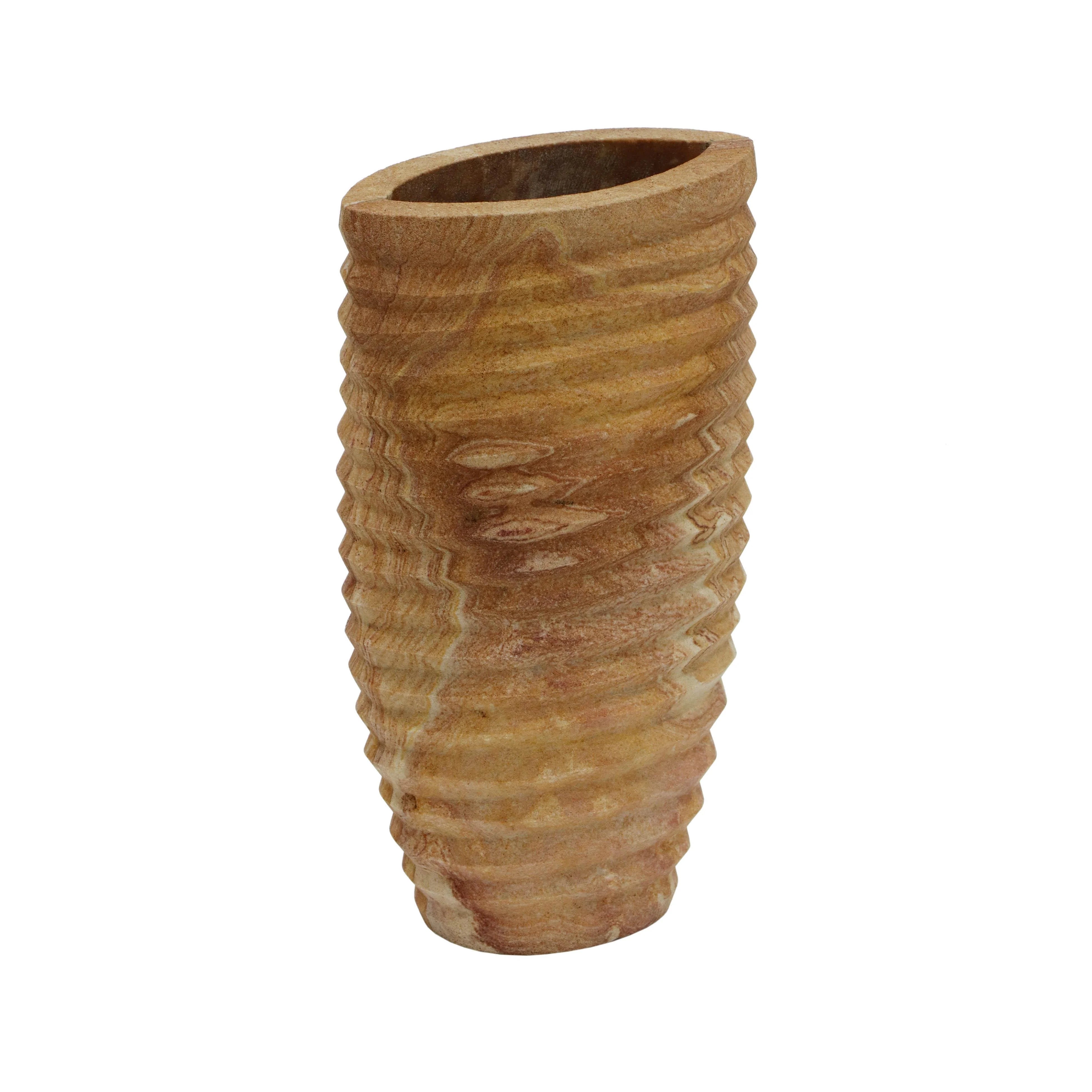 Vase en pierre côtelée Saava en grès