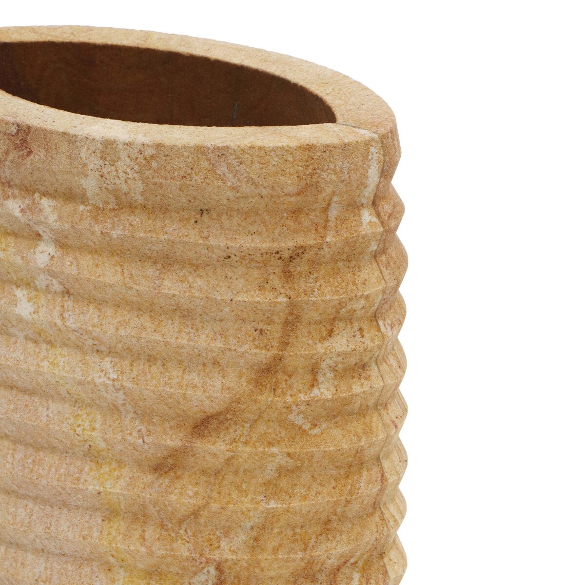 Saava Ribbed Stone Vase in Sandstone