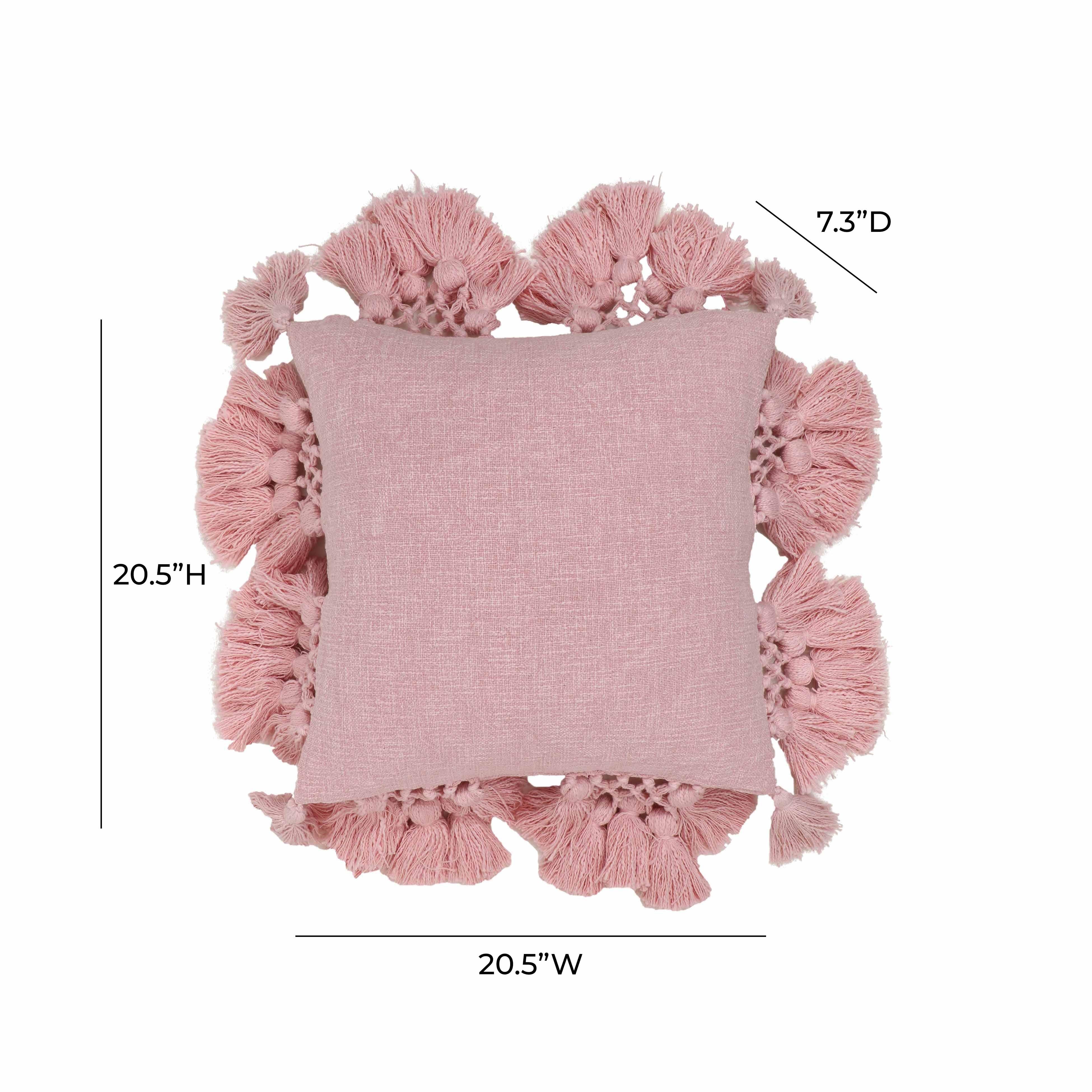 Stone 21" Washed Cotton Tasseled Square Throw Pillow Cover