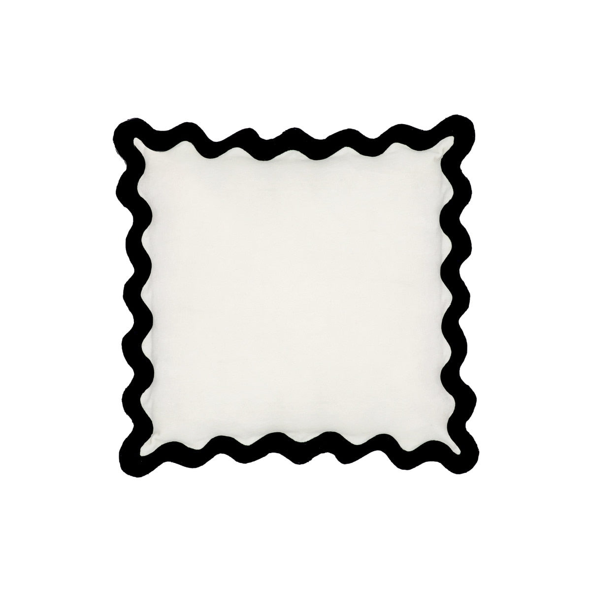 Coussin décoratif en velours de coton à bords festonnés