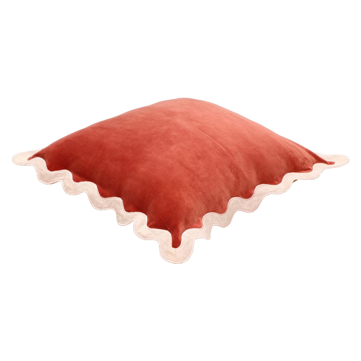 Scalloped Edge  Cotton Velvet Throw Pillow