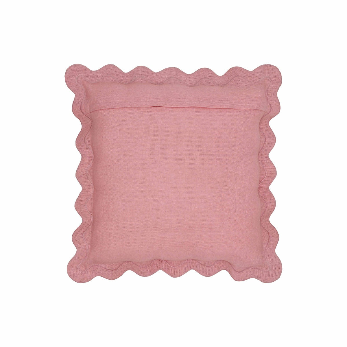 Scalloped Edge Pink and Terracotta Linen Throw Pillow