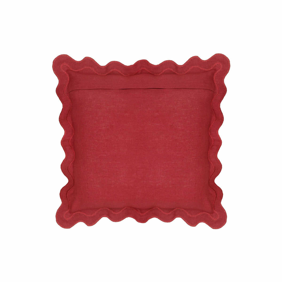 Scalloped Edge Red and Pink Linen Throw Pillow