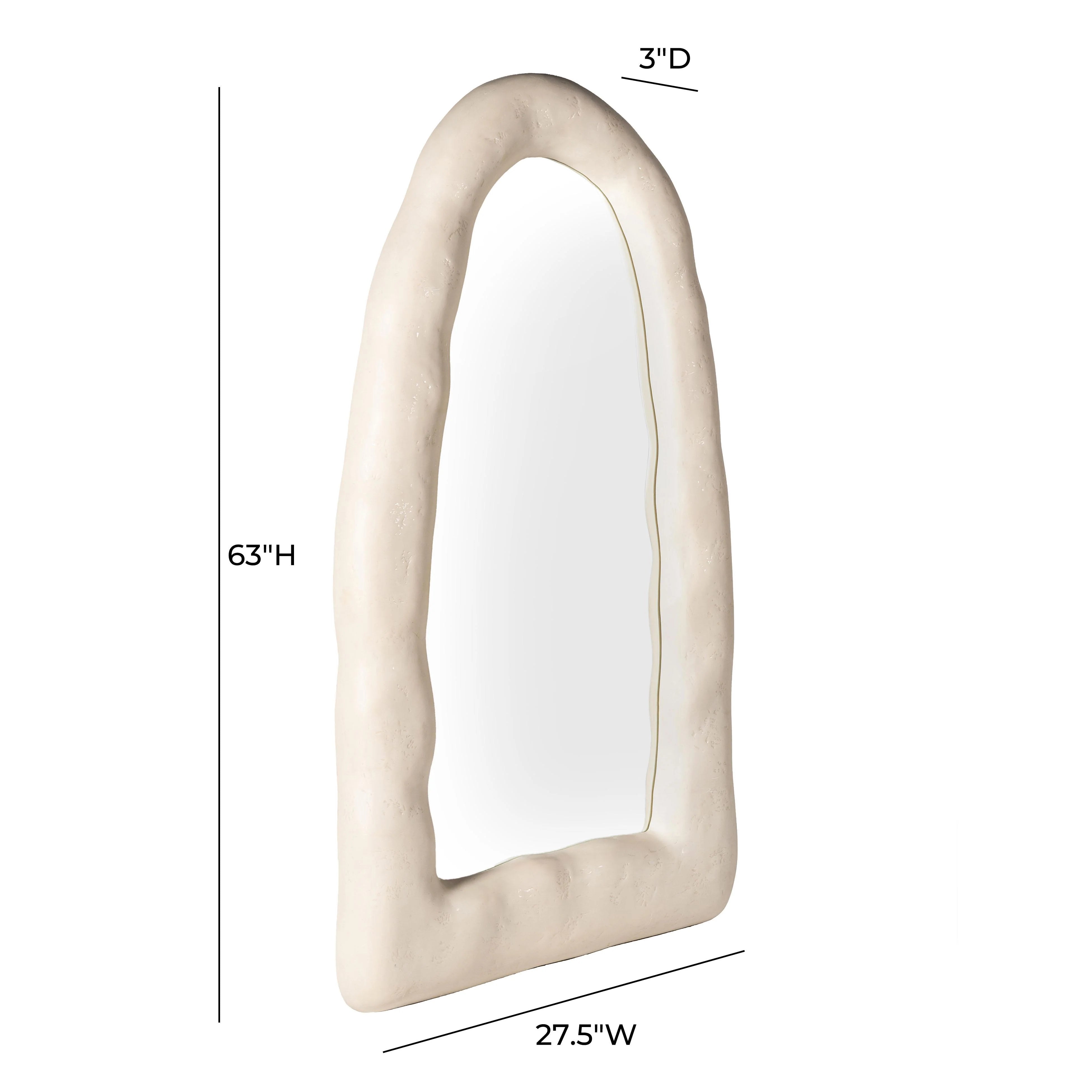 Kaia 32"X64" Cream Textured Small Floor Mirror