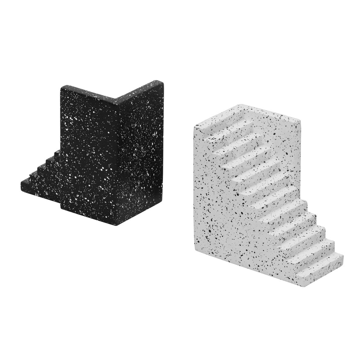 Gabby Speckled Black and White Stairway Bookends