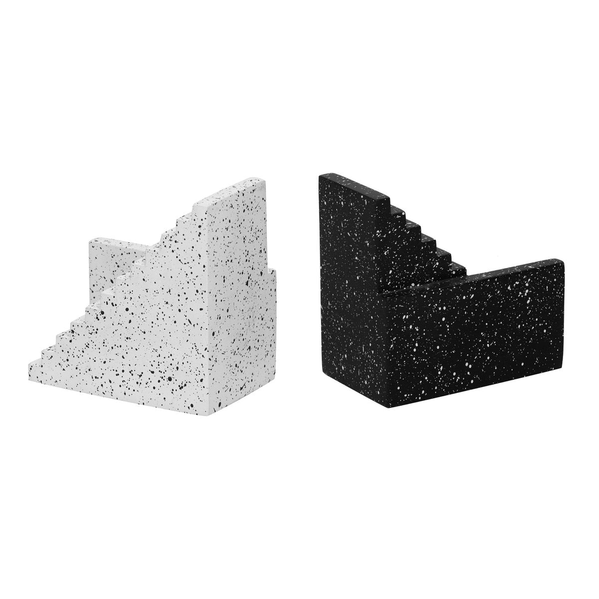 Gabby Speckled Black and White Stairway Bookends