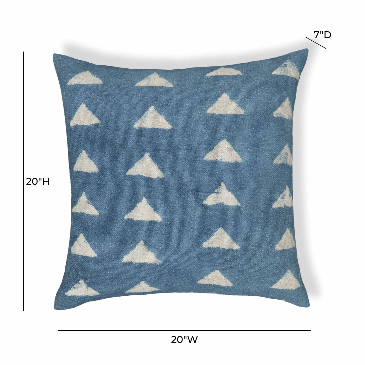 Coussin décoratif carré en coton Indigo Triangles de 20 po