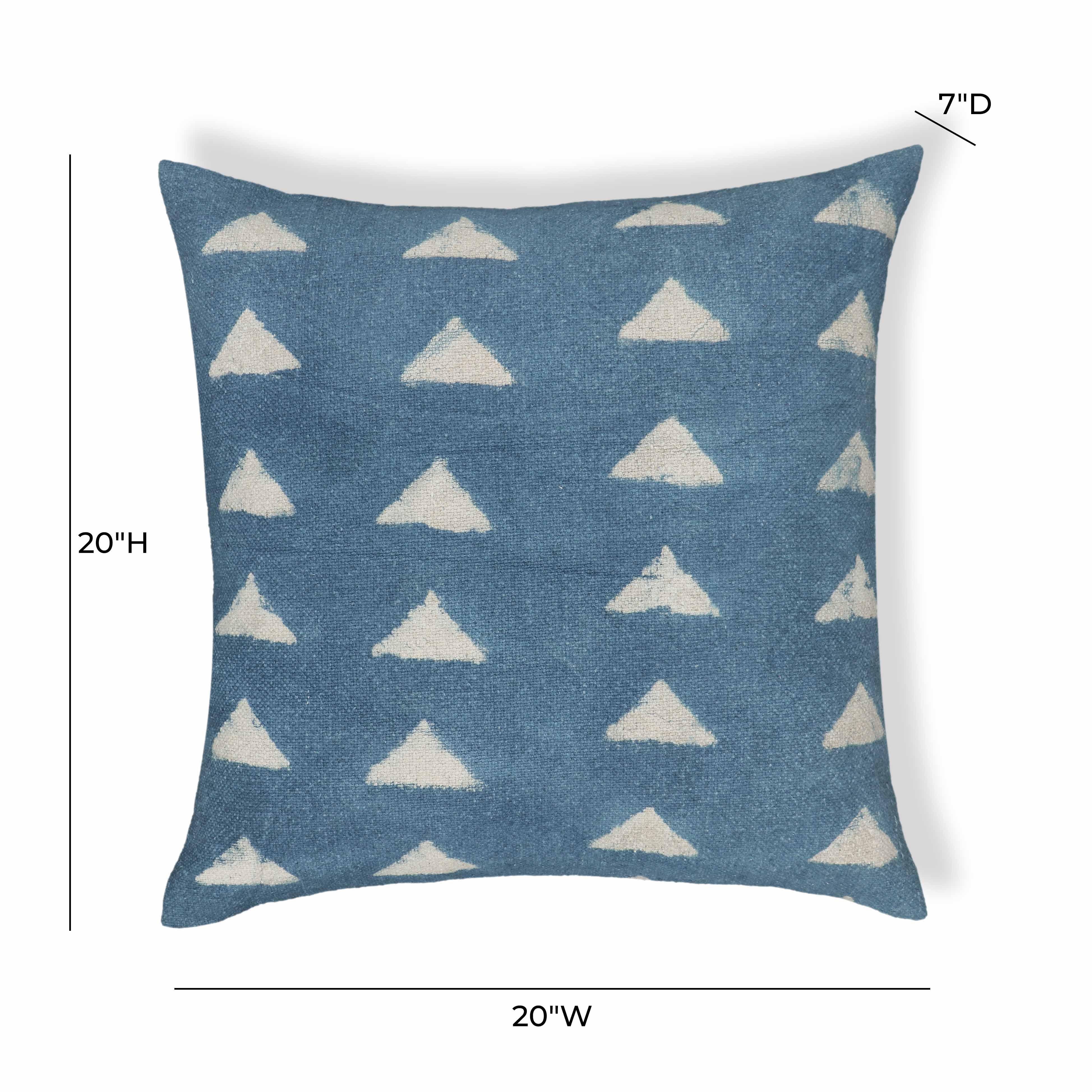 Indigo Triangles 20" Cotton Square Throw Pillow Cover