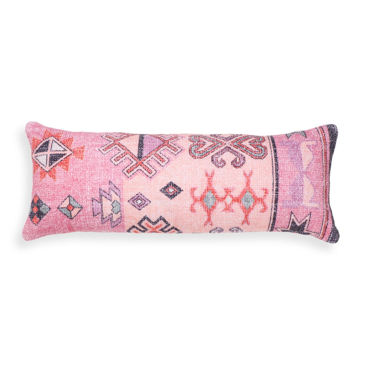 Coussin traversin en coton rose persan 27" x 10"