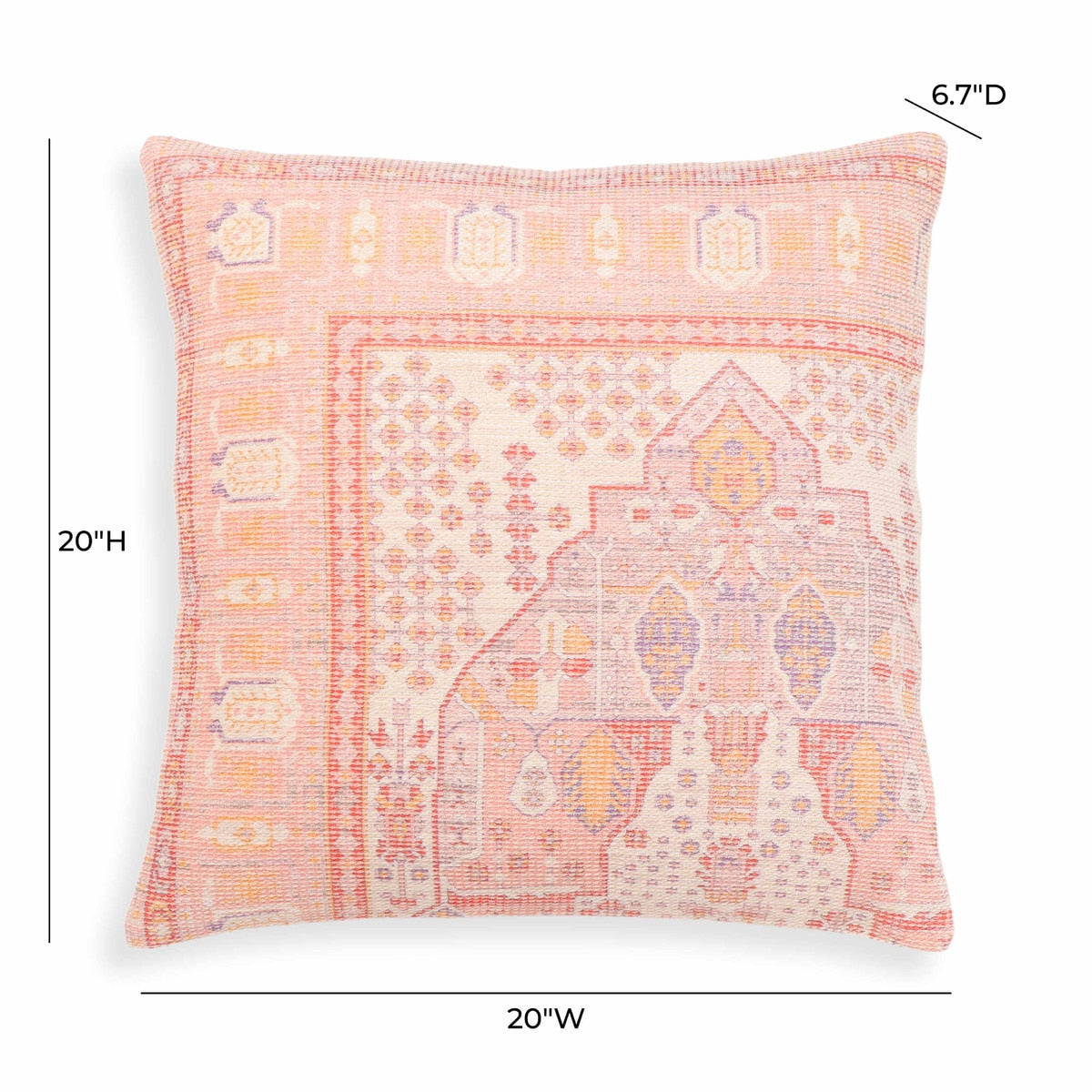 Coussin décoratif carré rose persan de 20 po