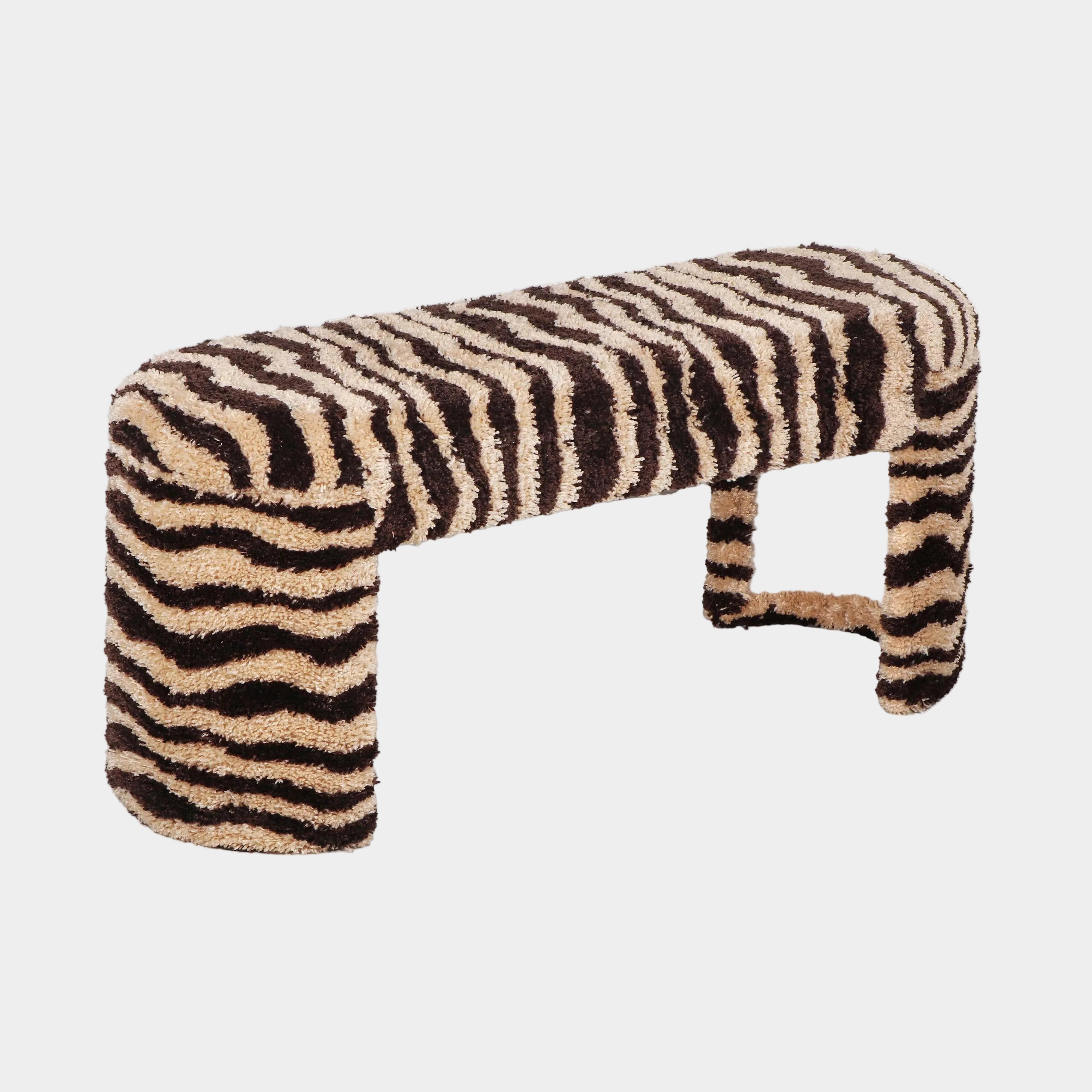 Zebra 39" Brown Striped Tufted Bench