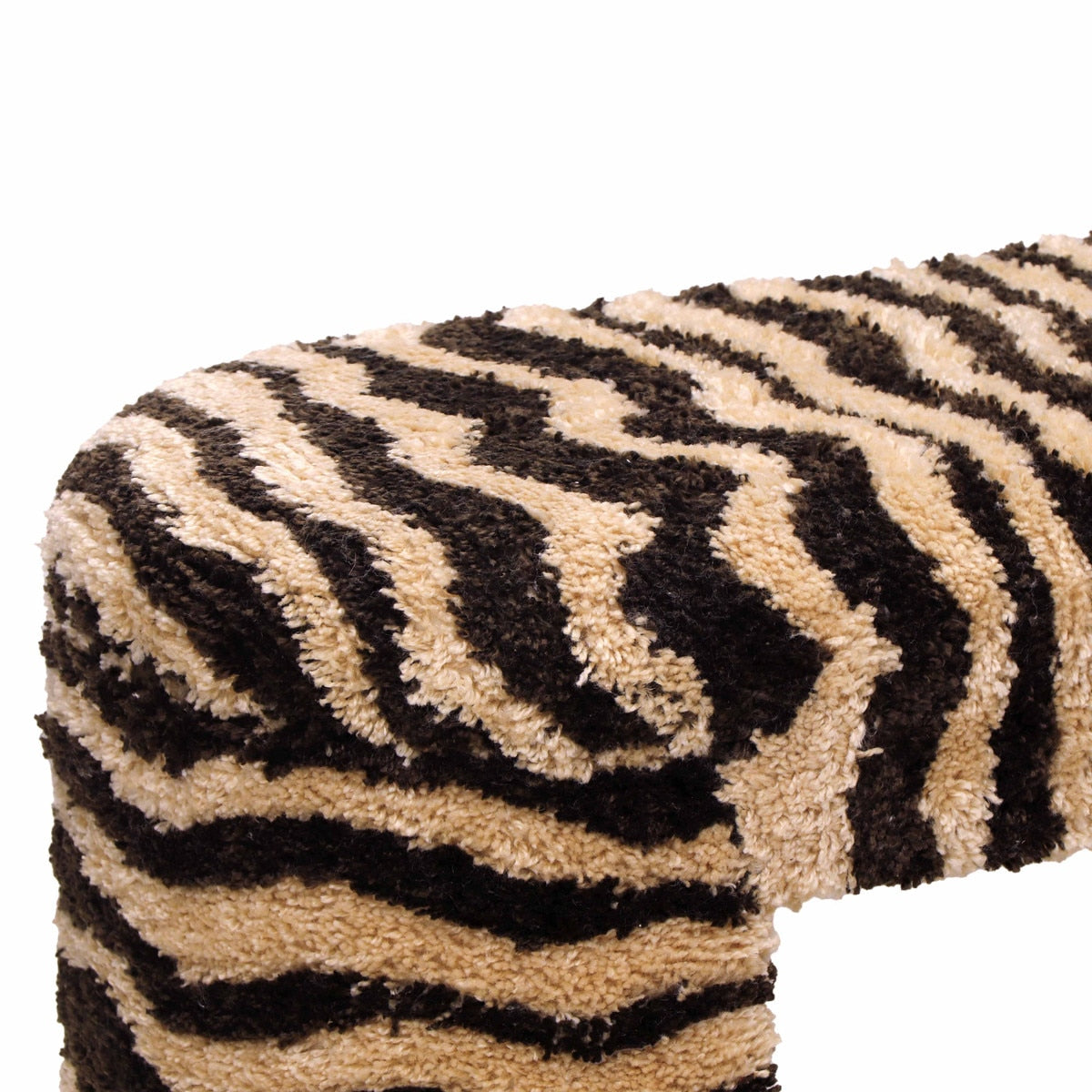 Zebra Brown Striped Tufted Bench